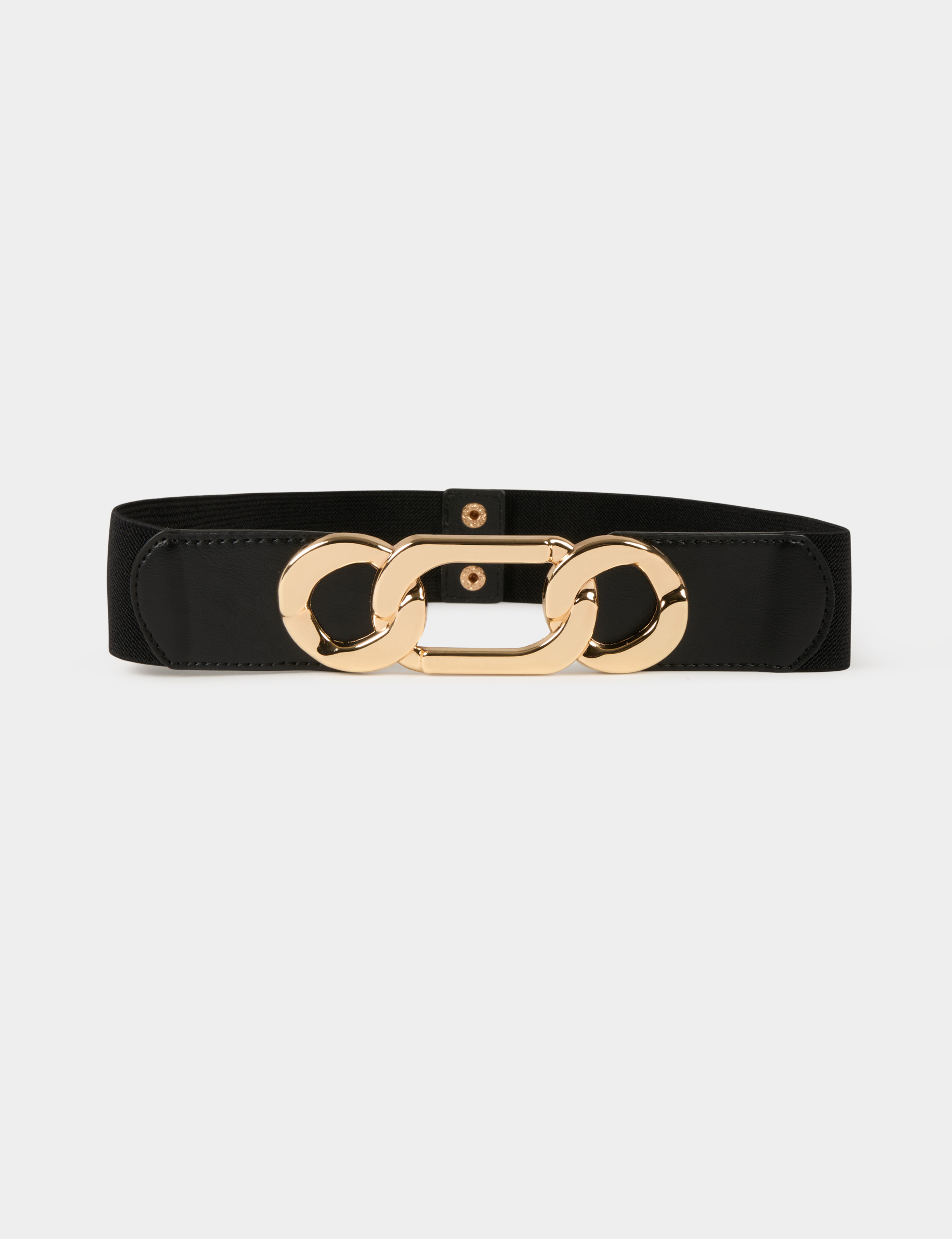 Ceinture élastiquée à boucles noir femme