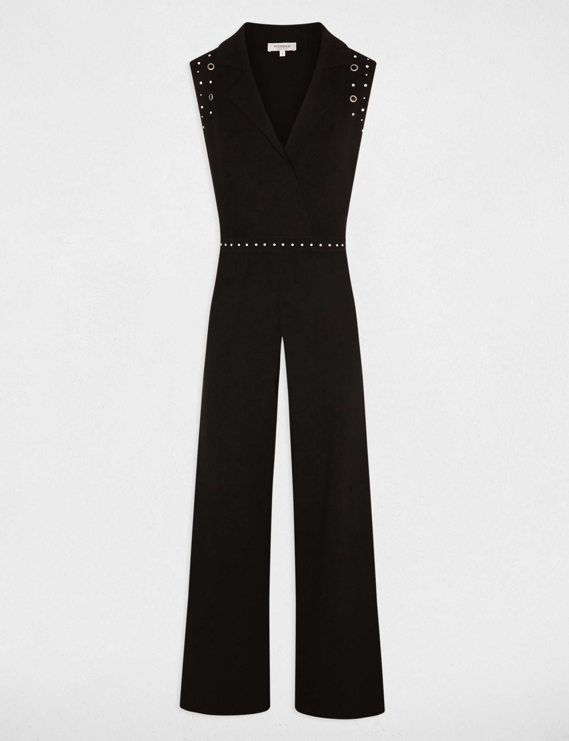 Lange gebreide jumpsuit zwart vrouw