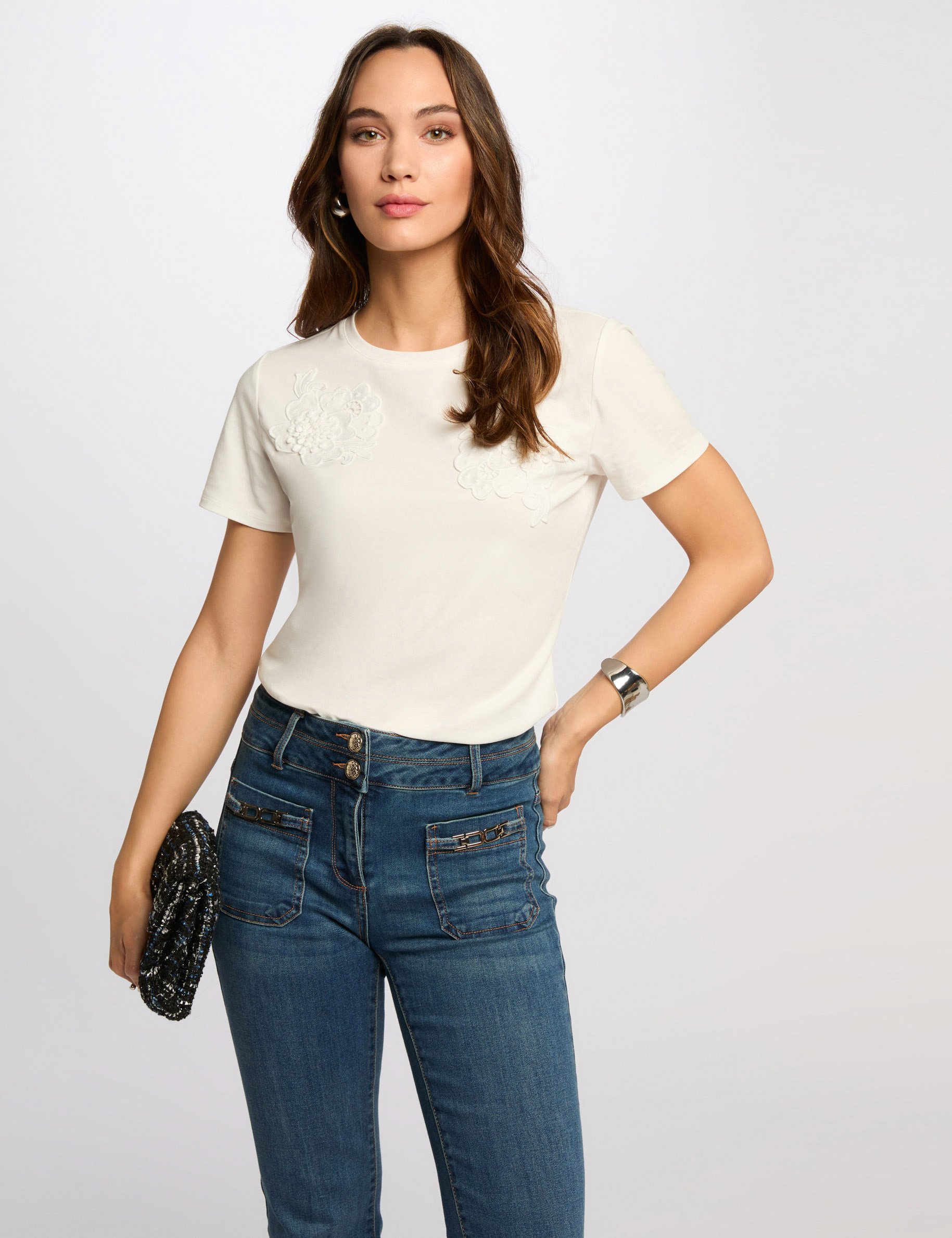 T-shirt manches courtes blanc femme