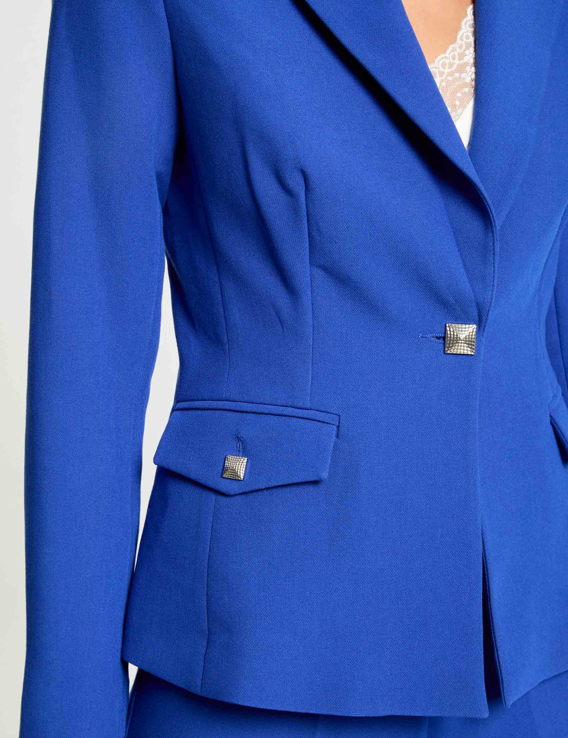 Veste city cintrée manches longues bleu electrique femme