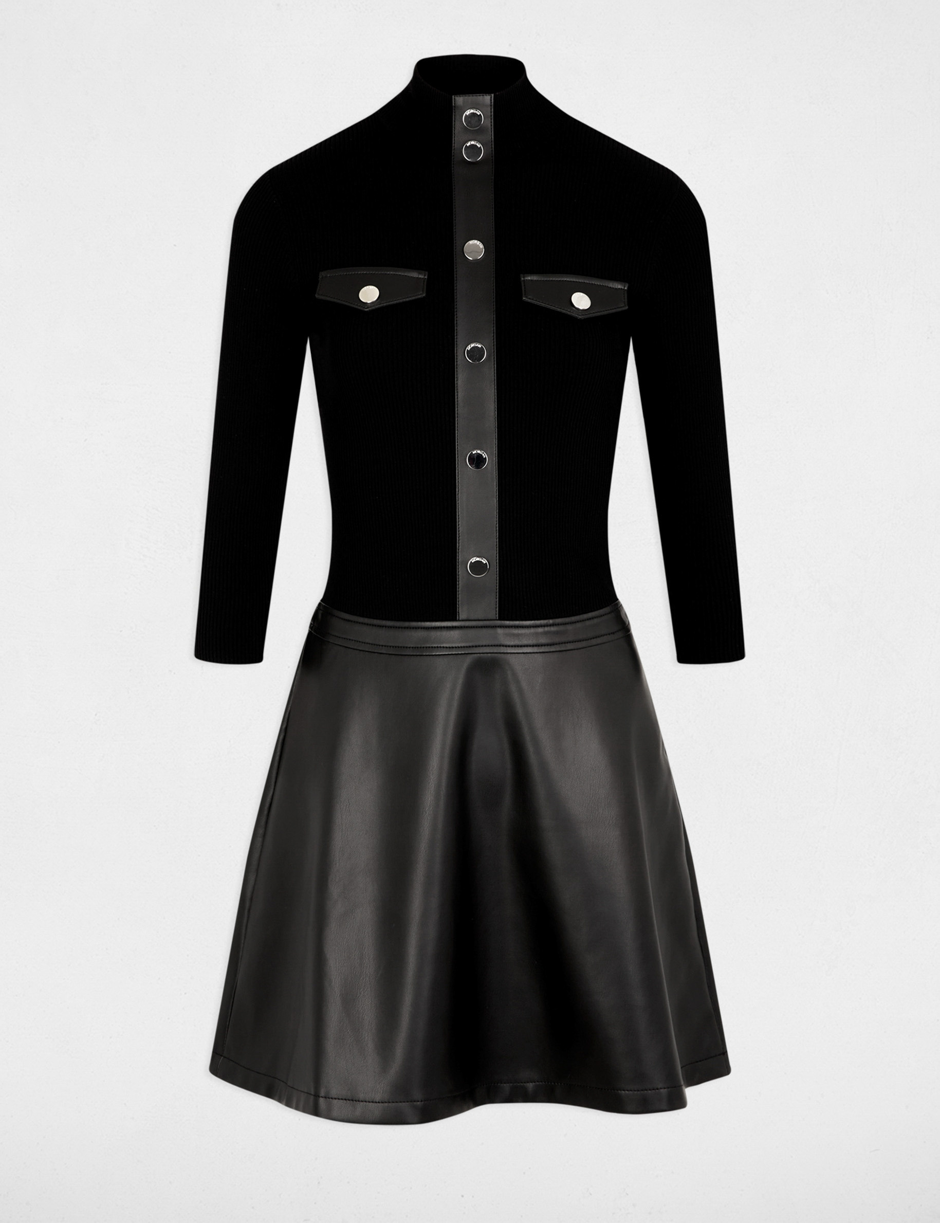 Robe courte trapèze noir femme