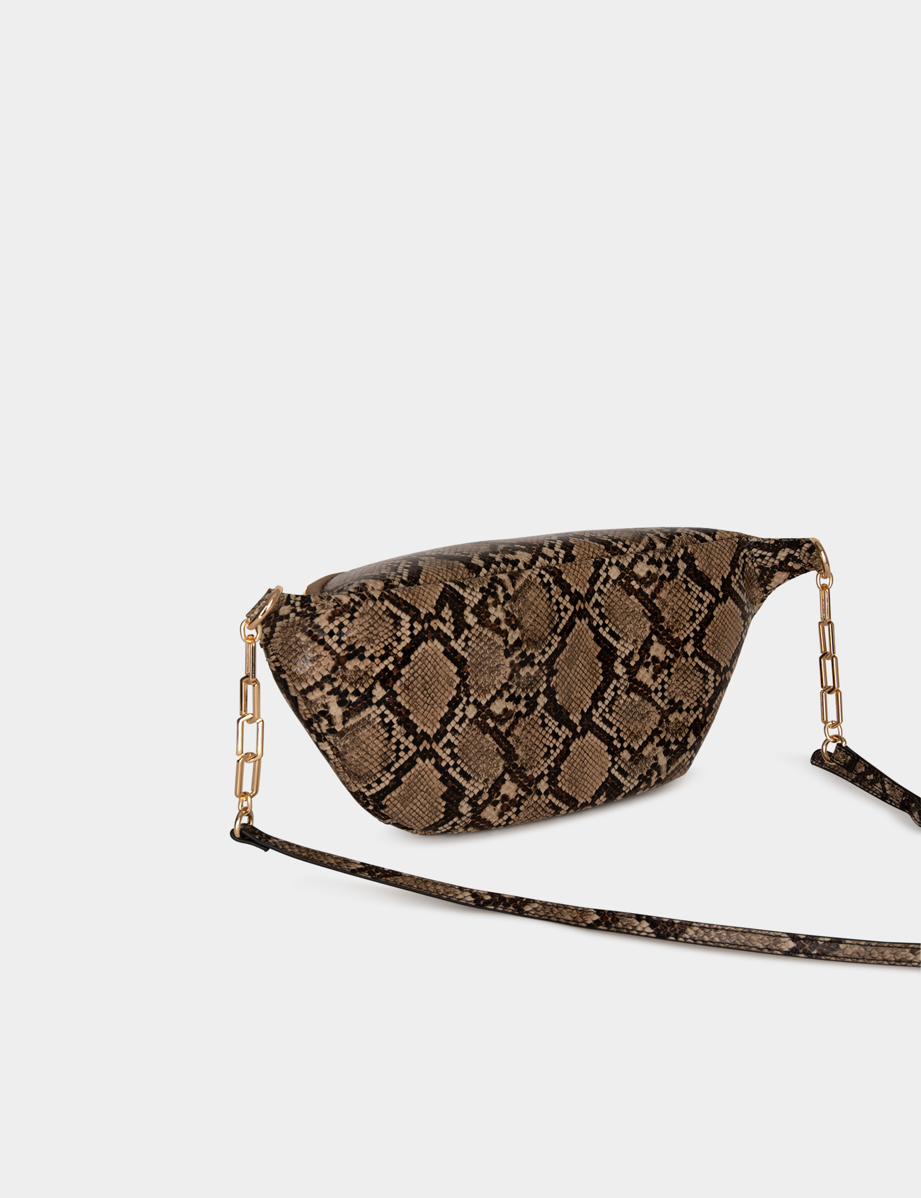 Sac banane aspect python taupe femme