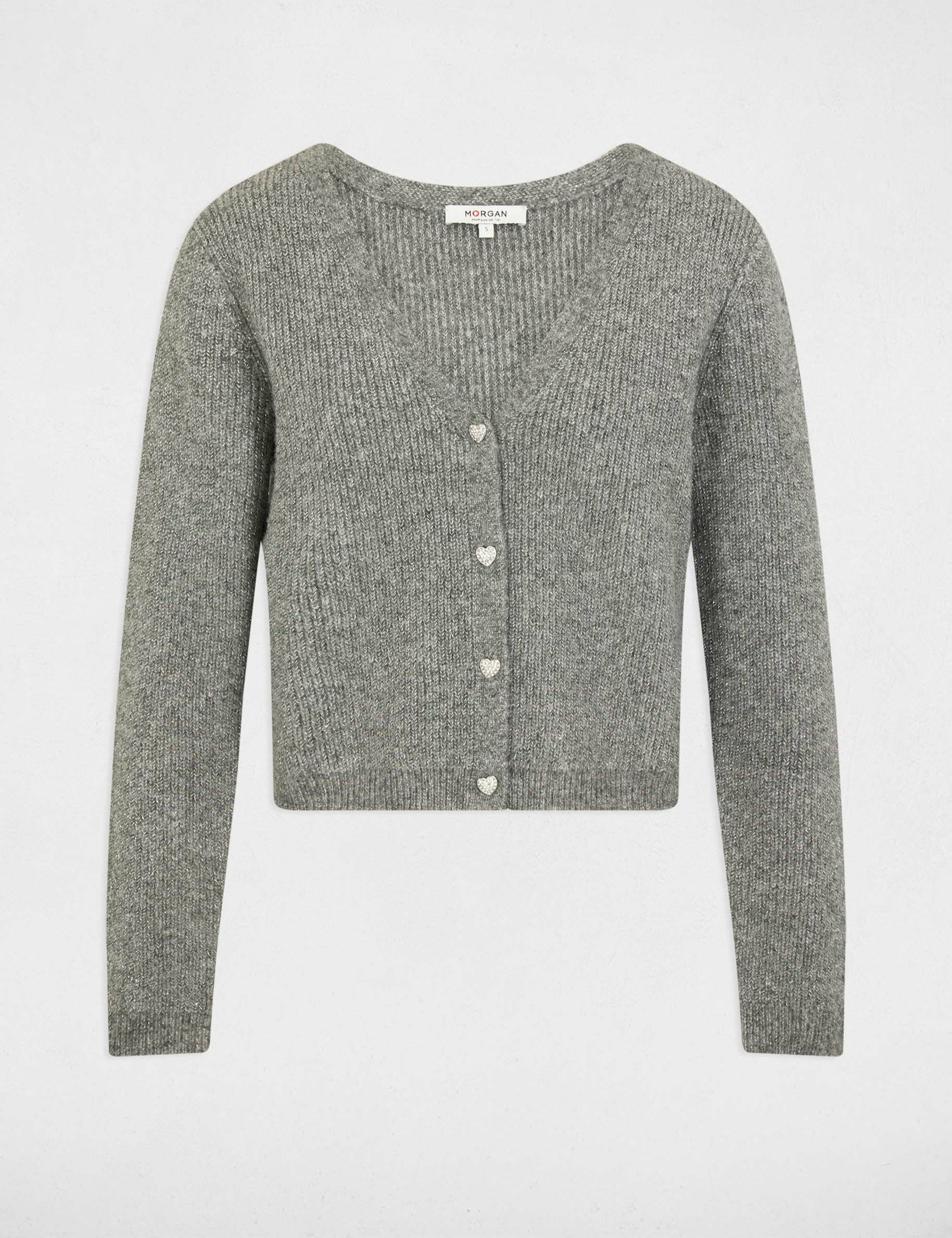 Vest met V-hals gris clair vrouw