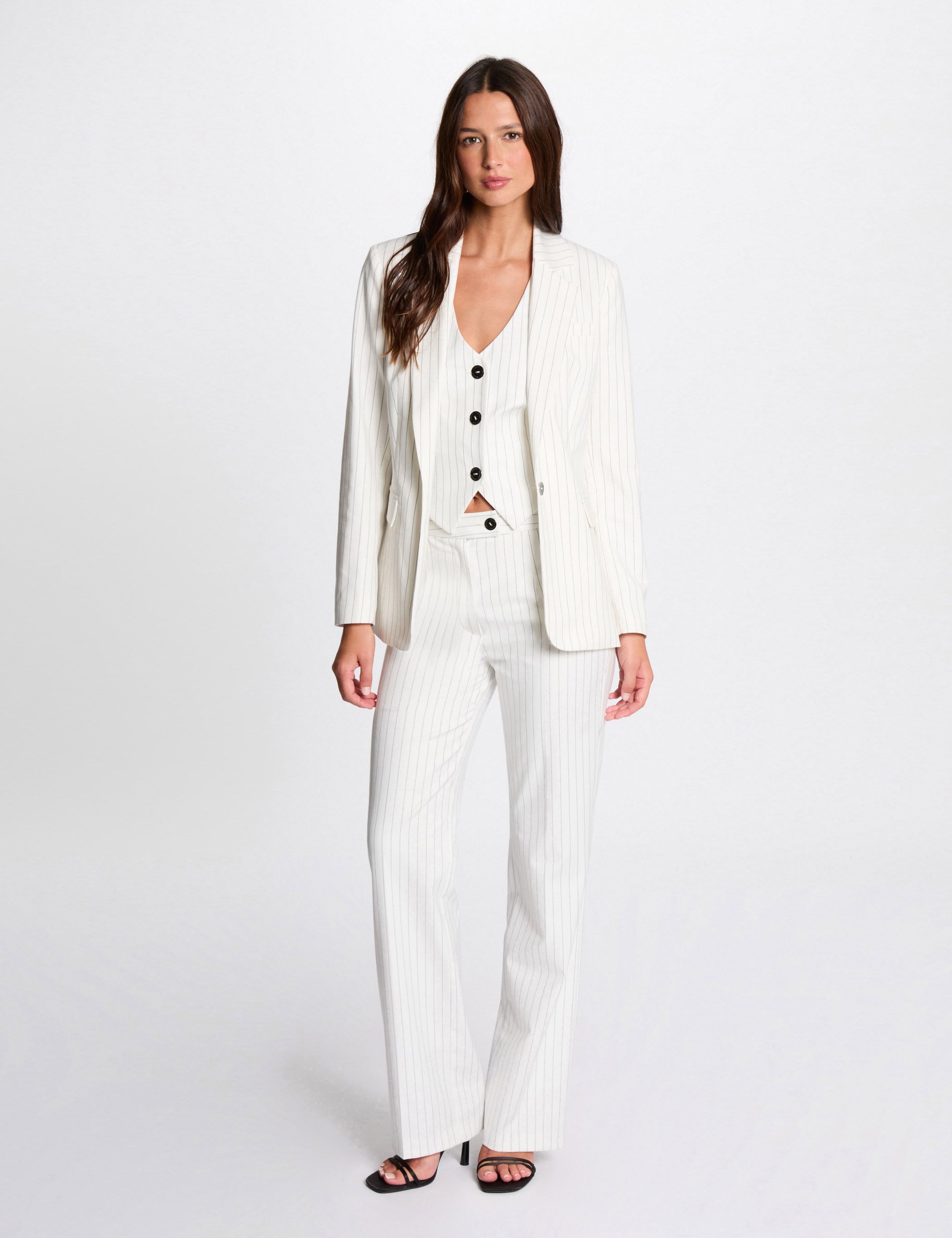 Blazer à rayures ecru femme