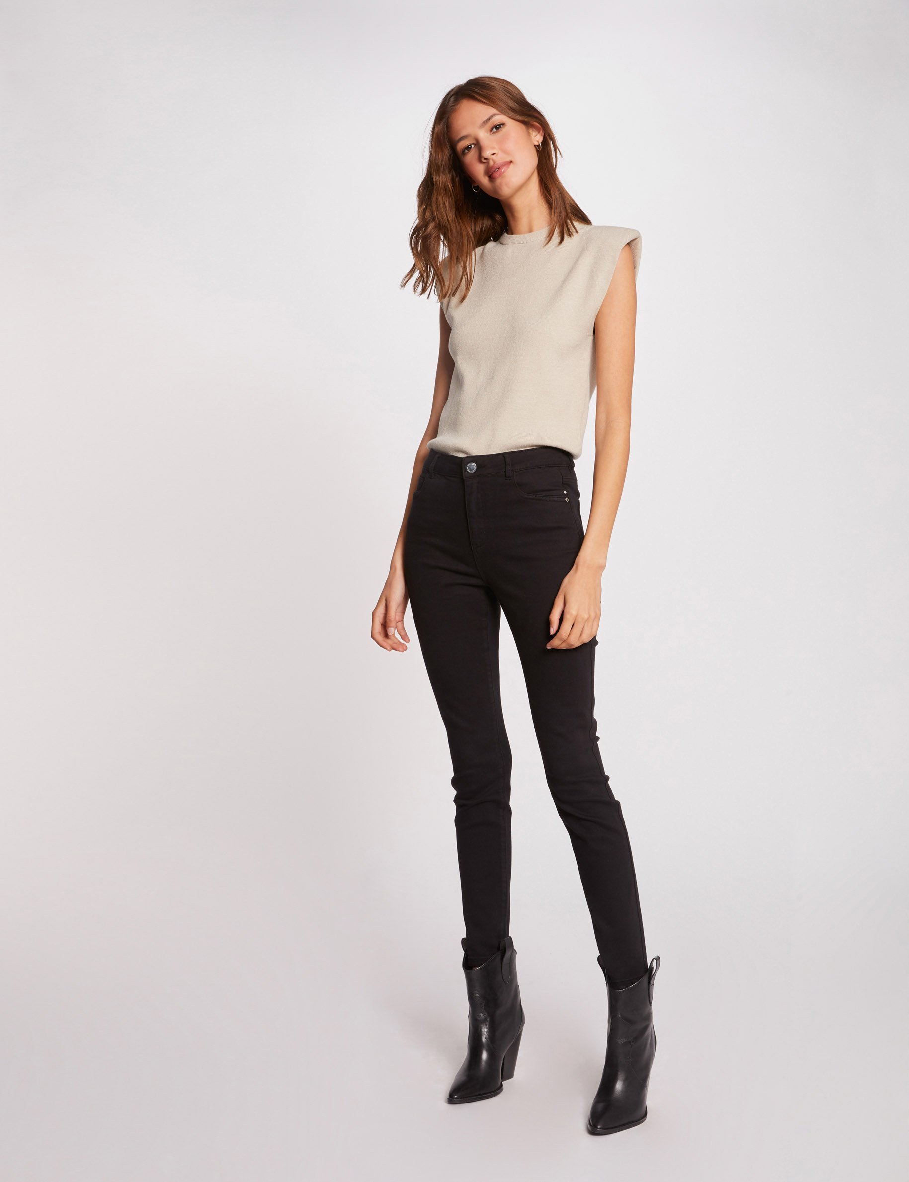 Skinny broek met standaard taille zwart vrouw