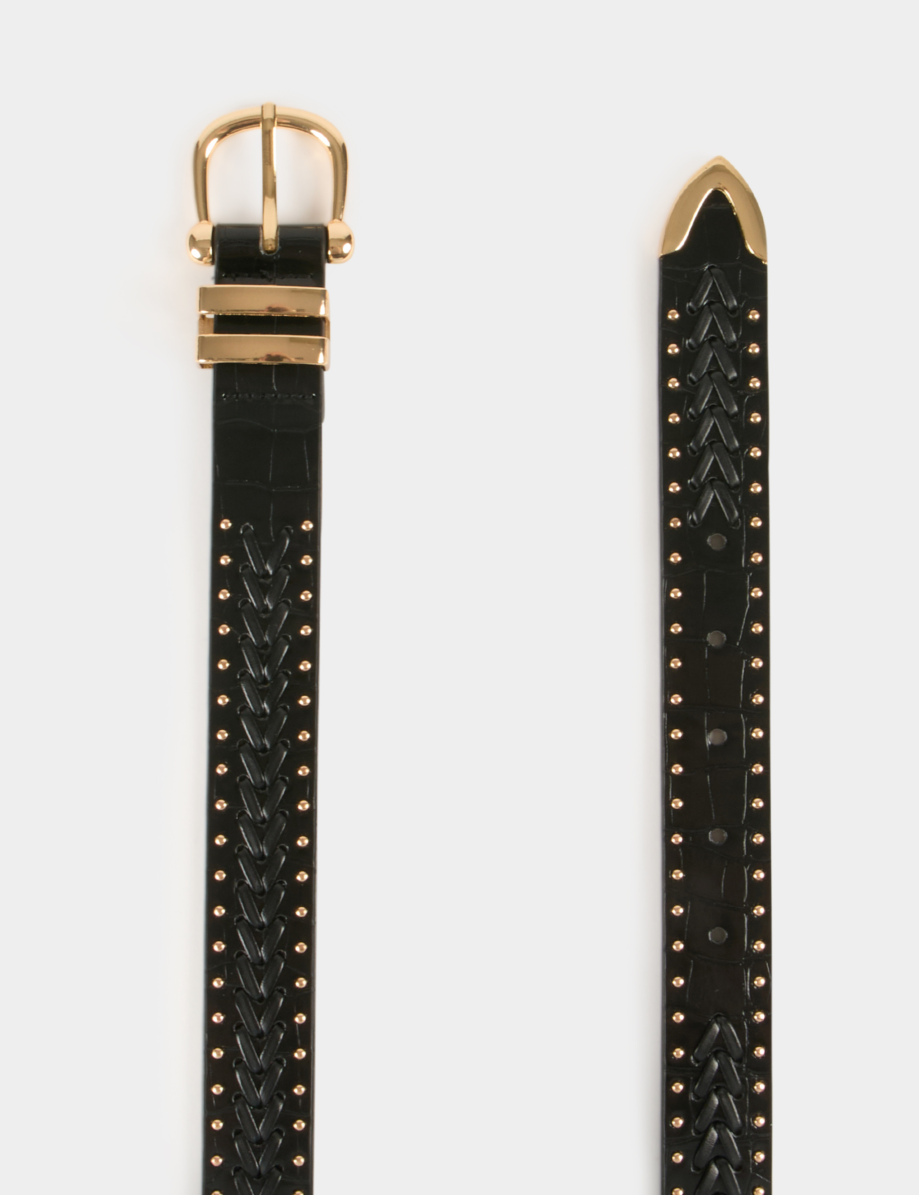 Ceinture croco avec clous noir femme