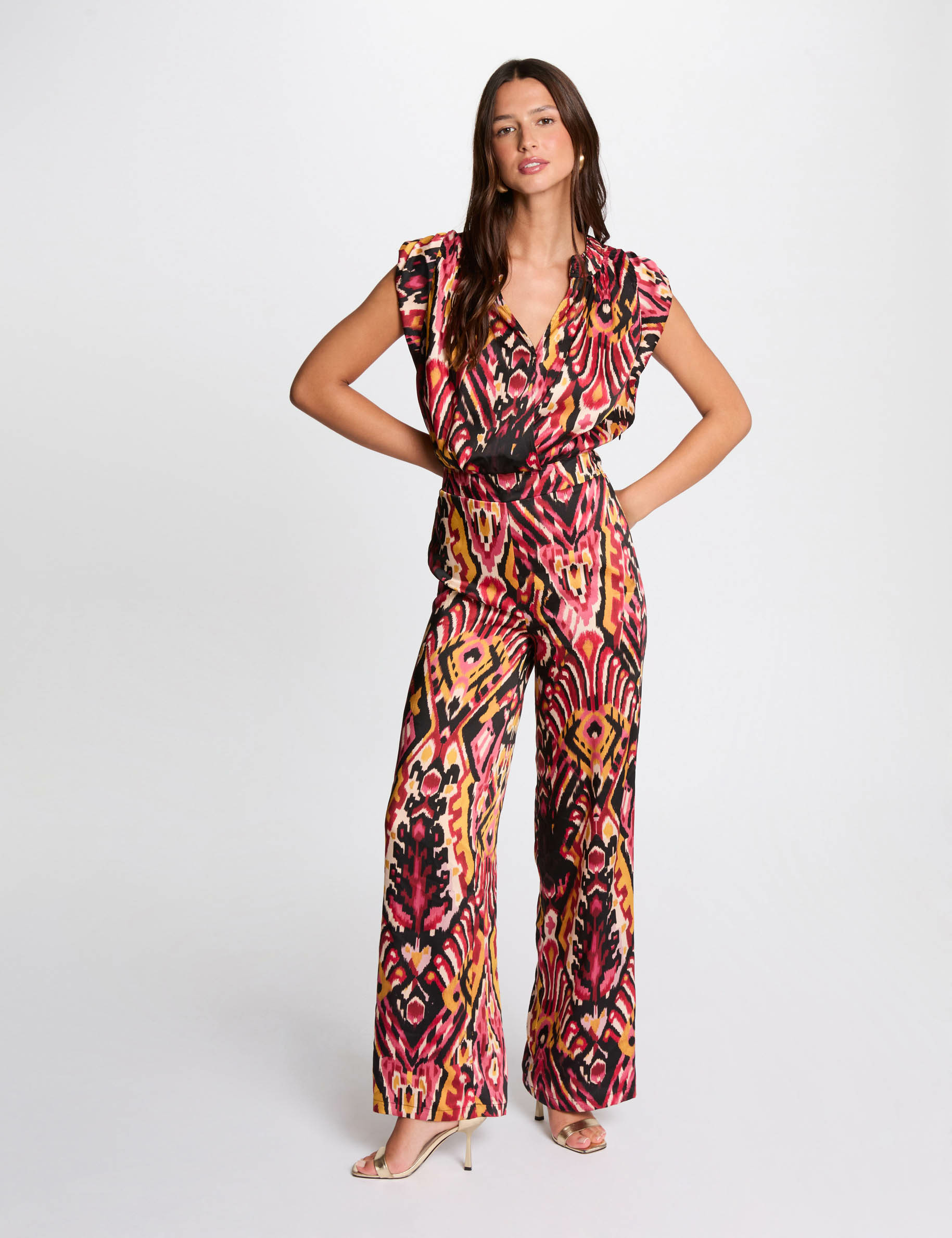 Lange jumpsuit met print meerkleurig vrouw