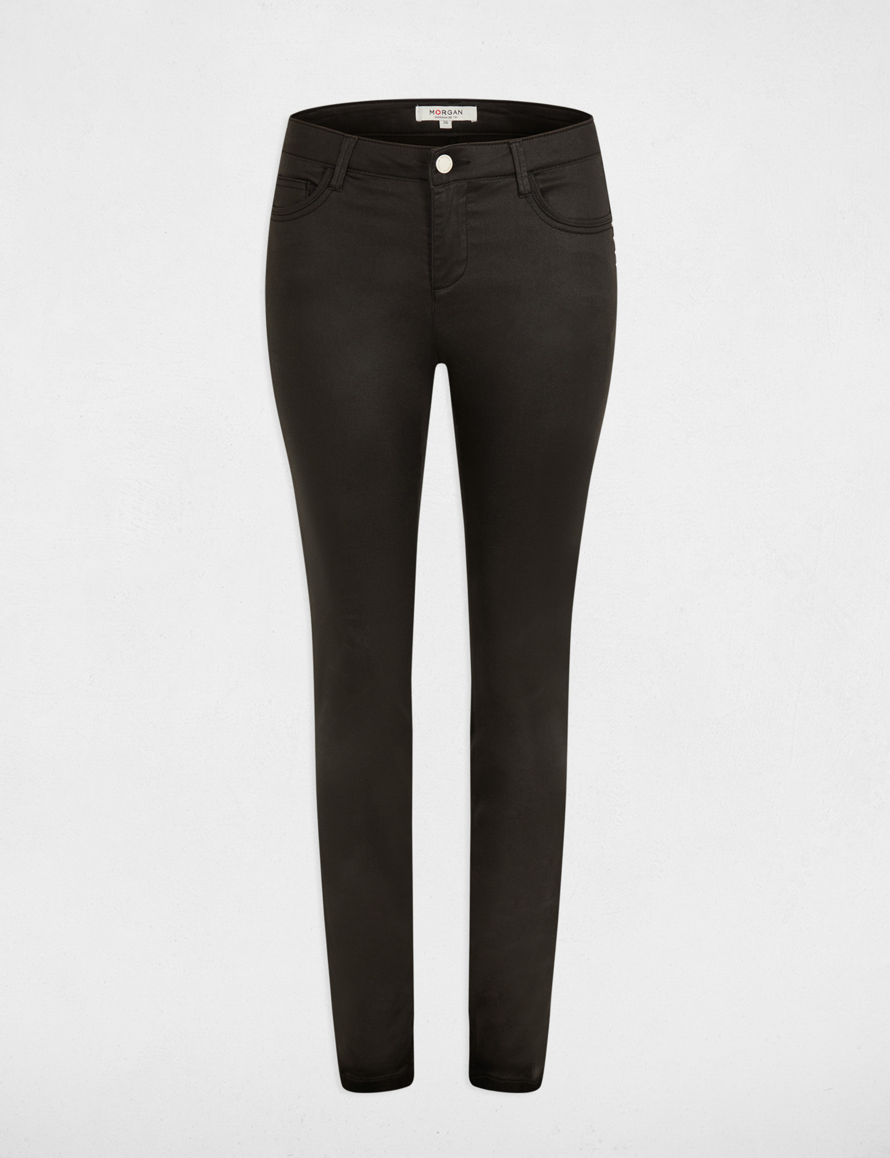 Skinny gecoate broek zwart vrouw