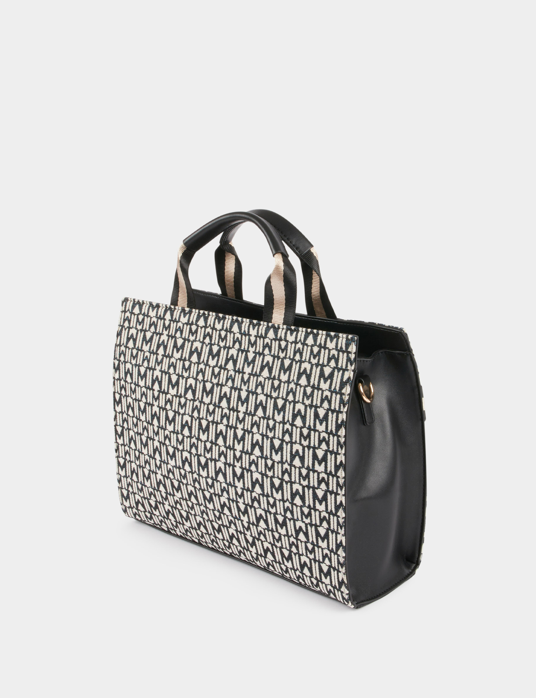 Sac cabas imprimé monogramme noir femme