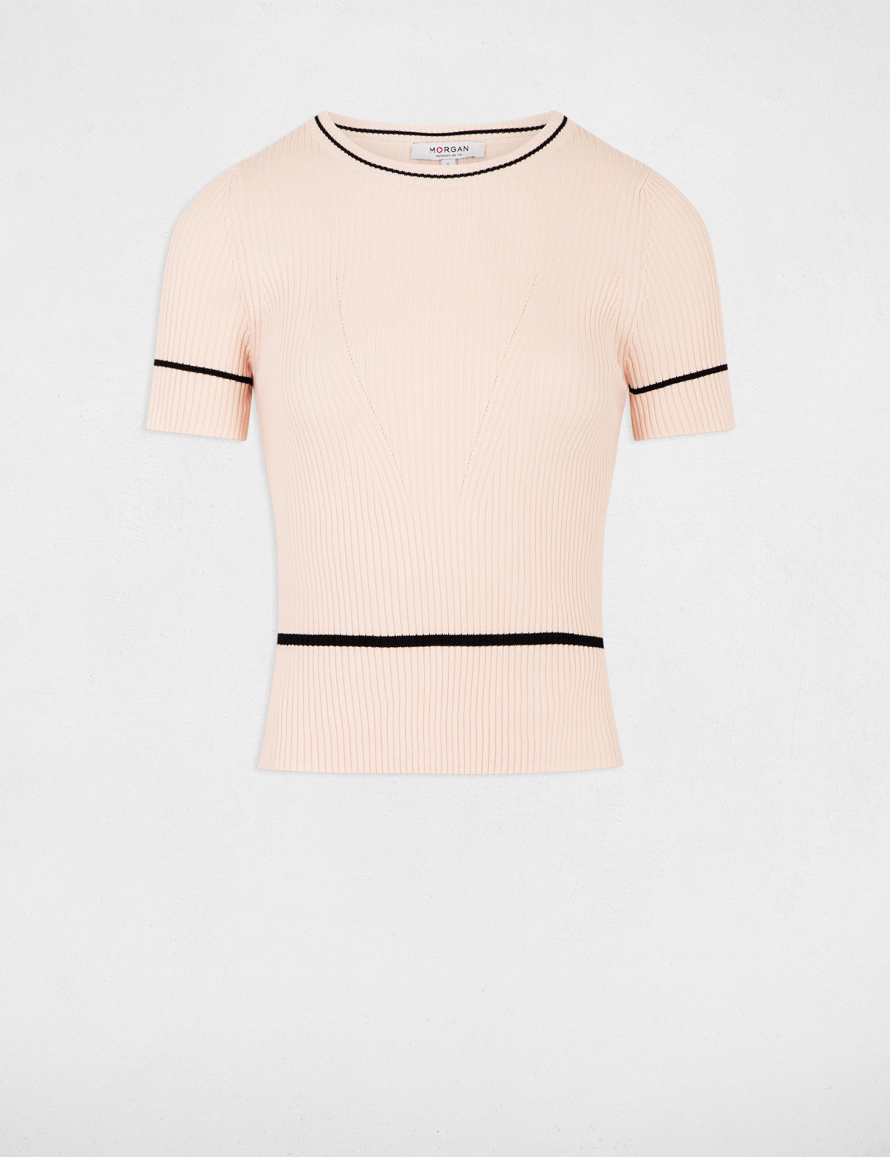 Pull manches courtes rose clair femme