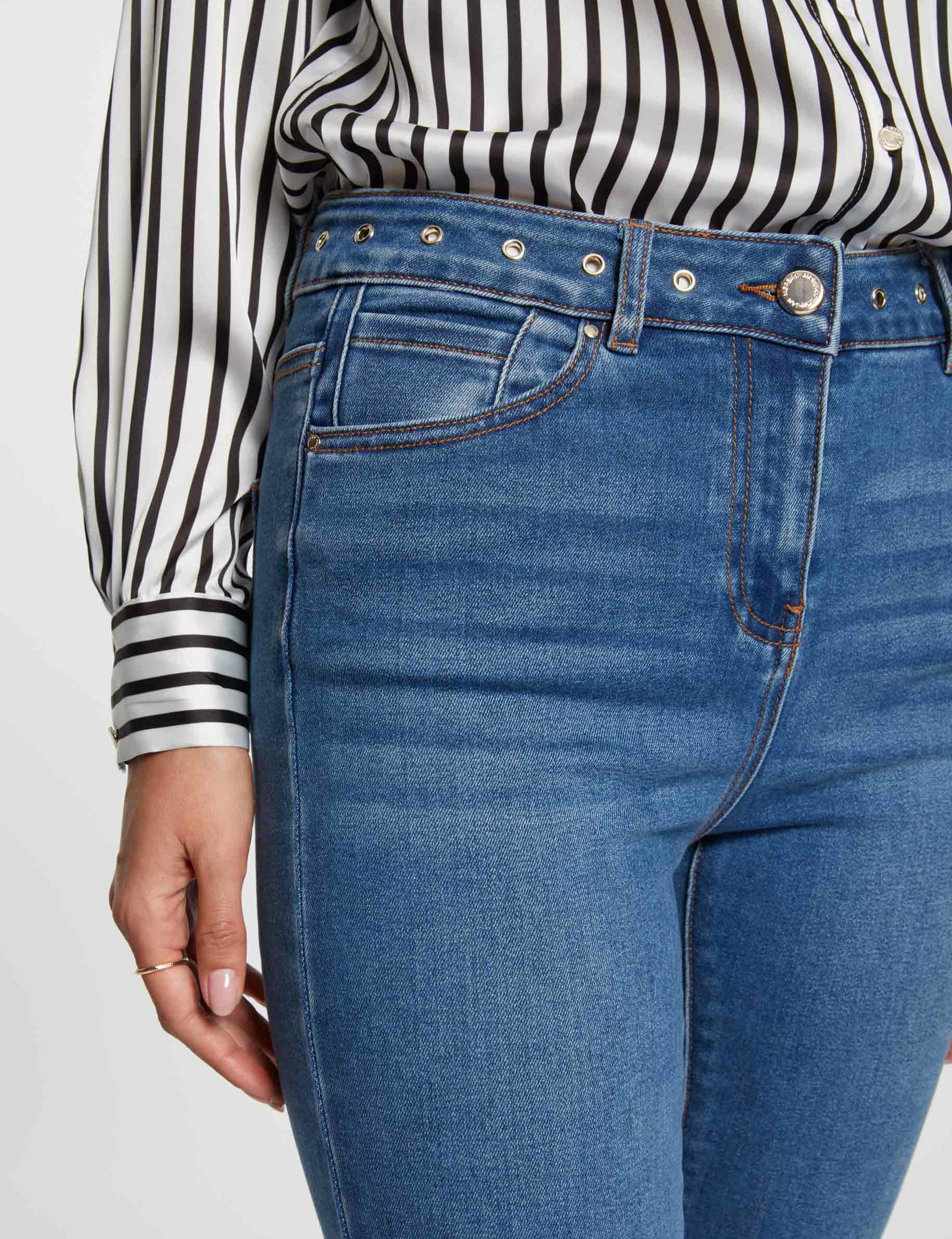 Jeans slim détails oeillets jean stone femme