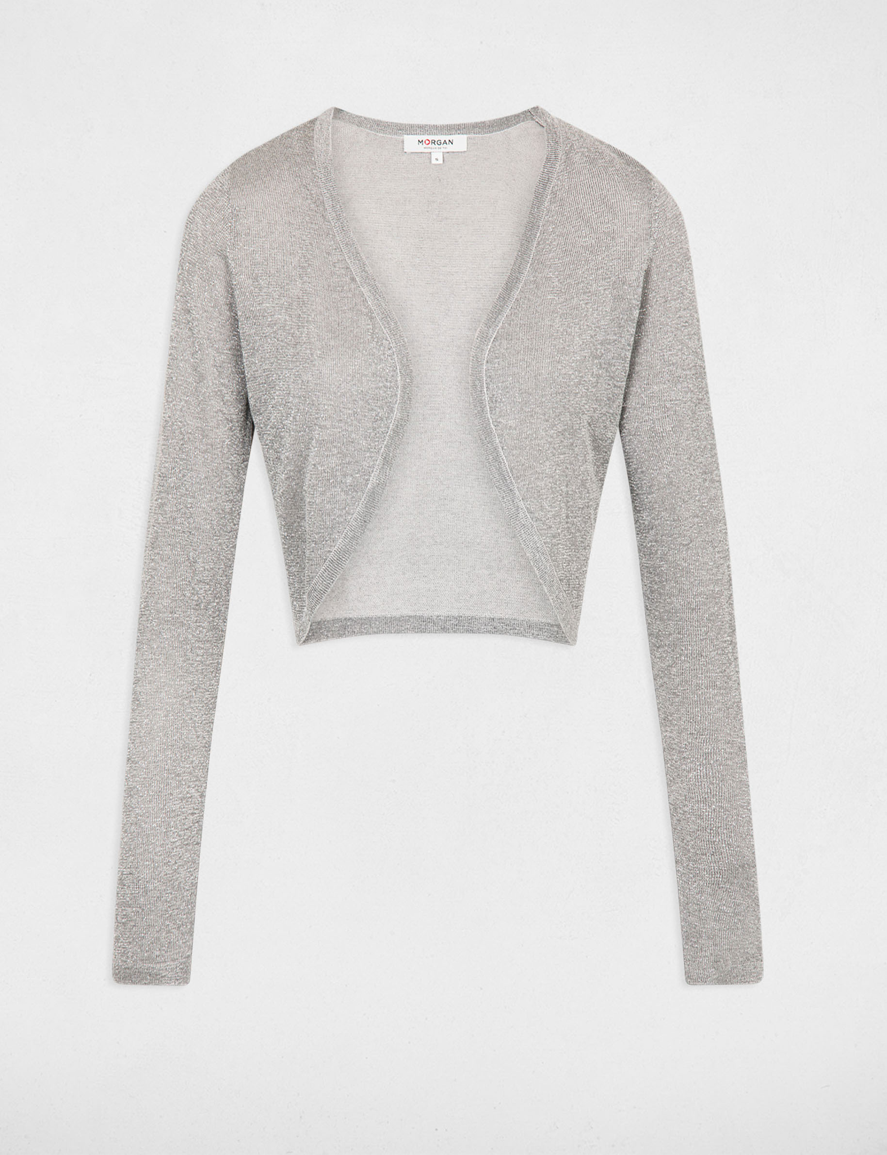 Kort vest met metallic draaddetails gris clair vrouw