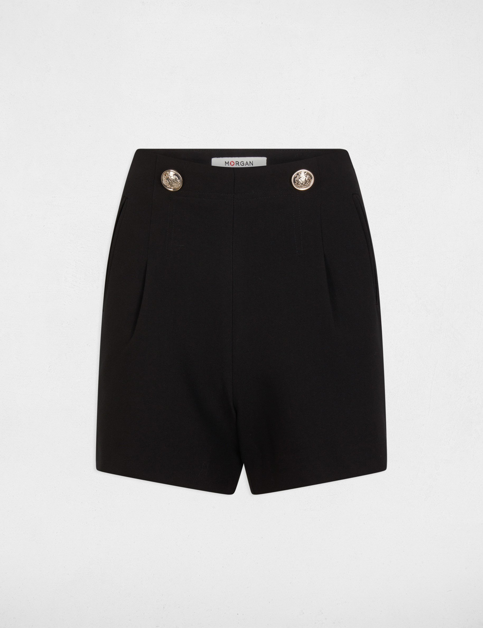 Short ajusté avec boutons noir femme