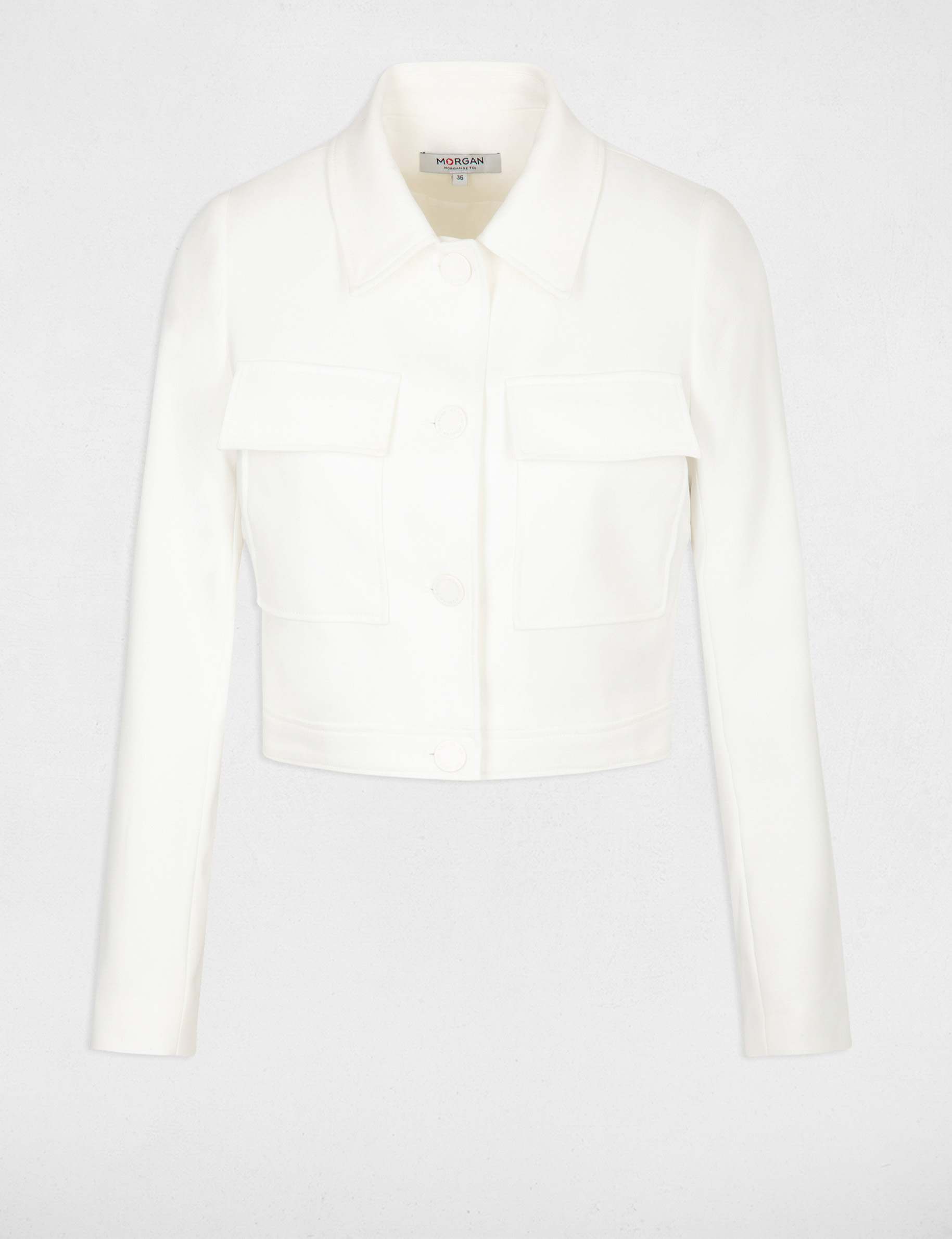 Veste courte boutonnée ecru femme