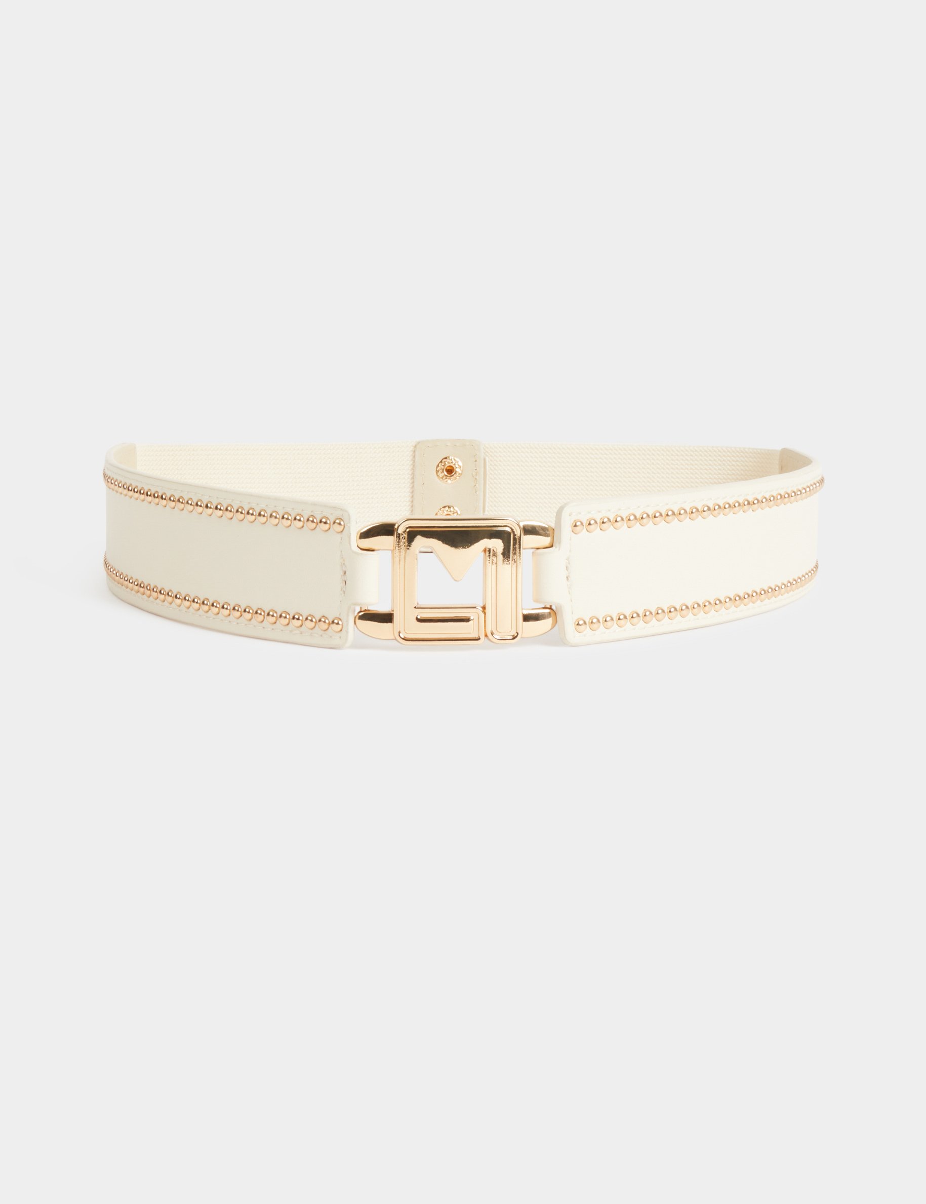 Elastische riem met studs ivoor vrouw