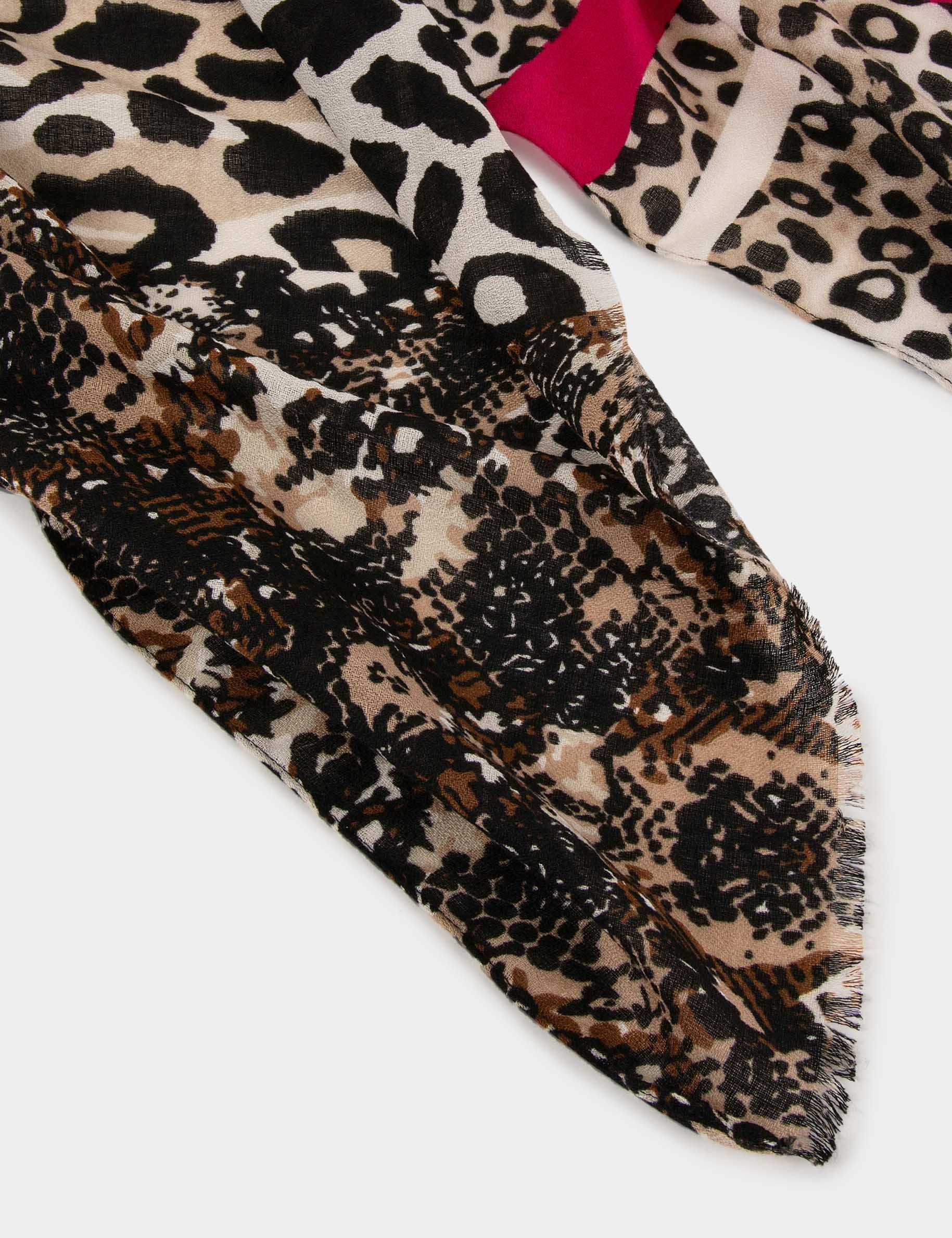 Foulard imprimé animalier marron femme