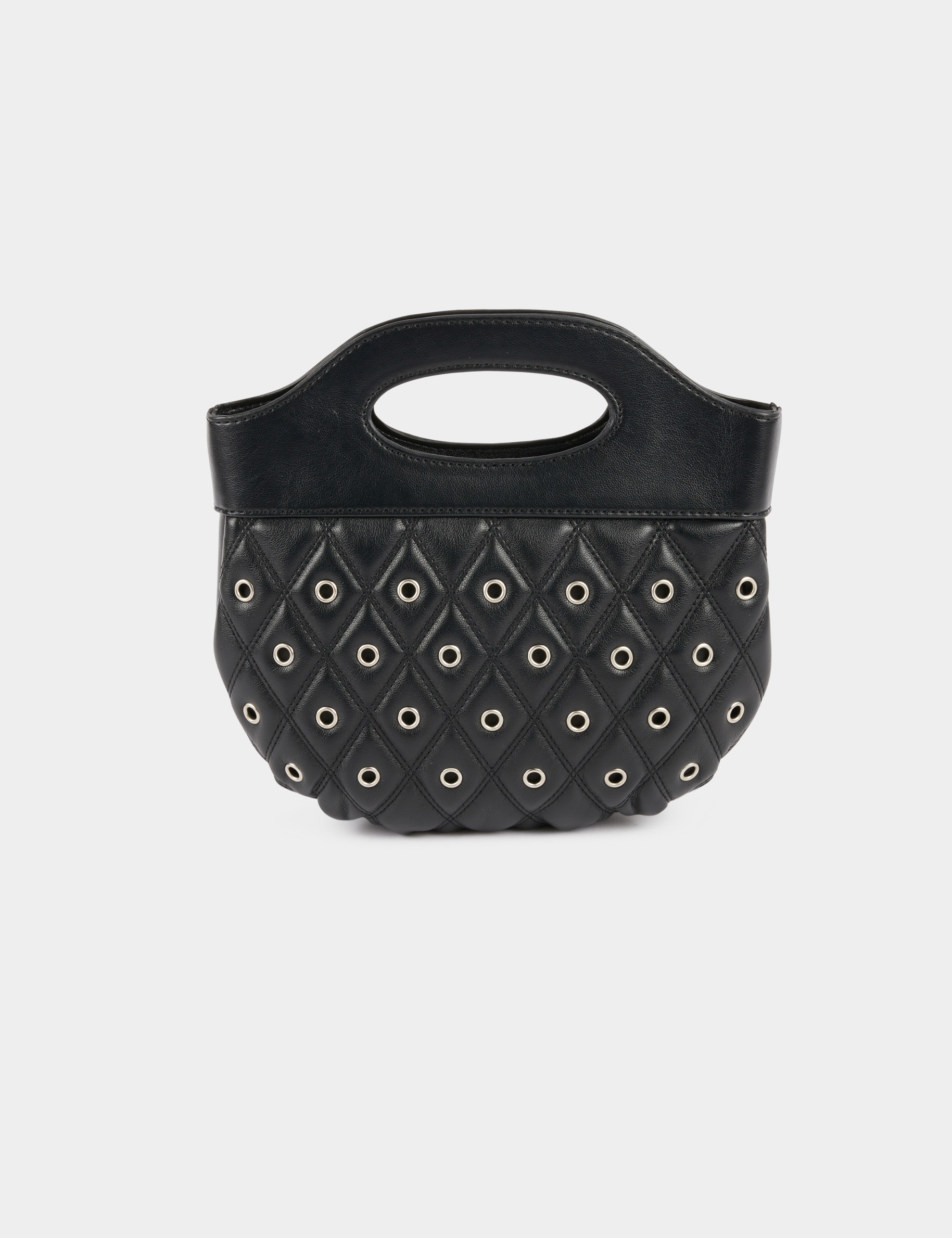 Sac arrondi matelassé oeillets noir femme