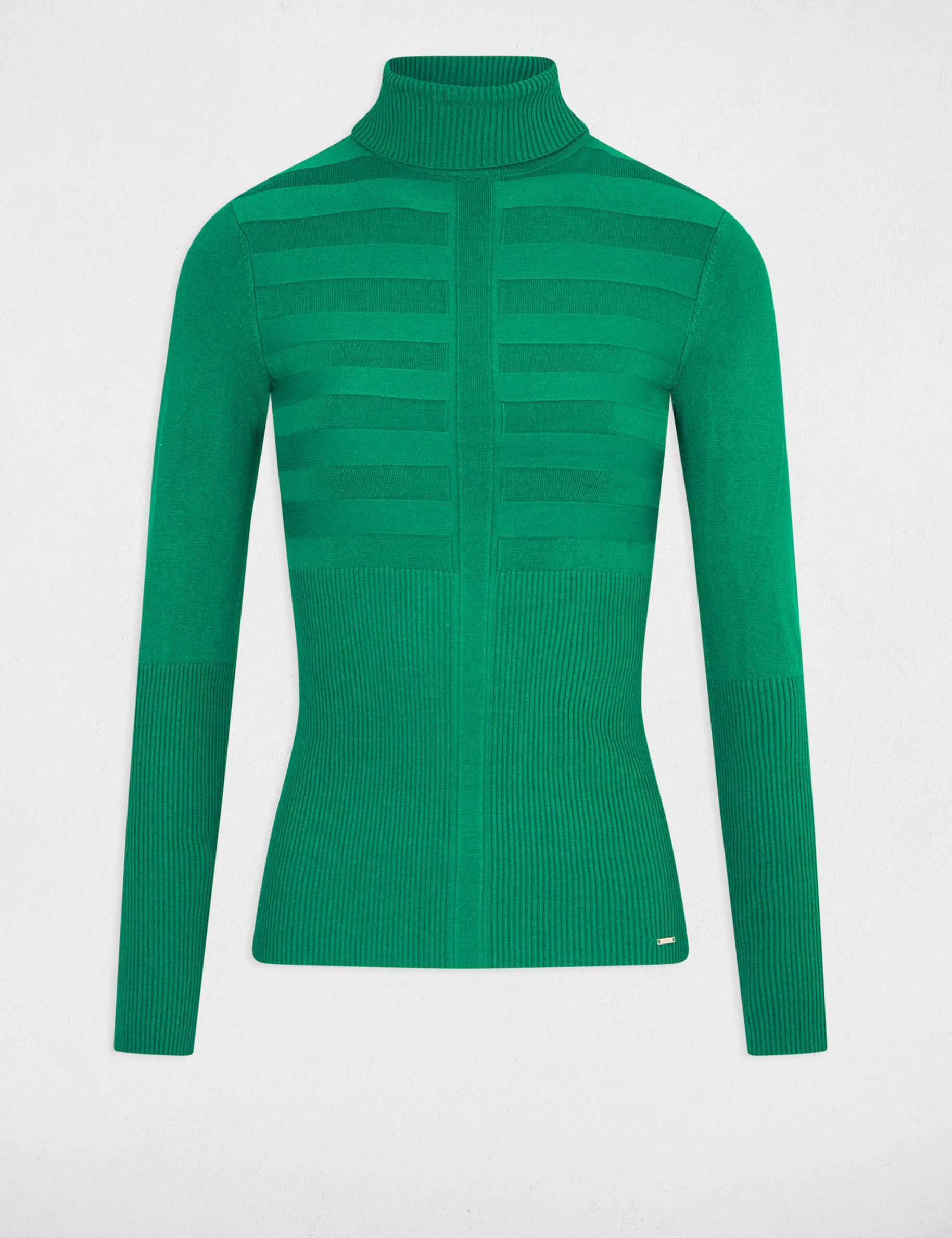 Pull manches longues col roulé vert clair femme