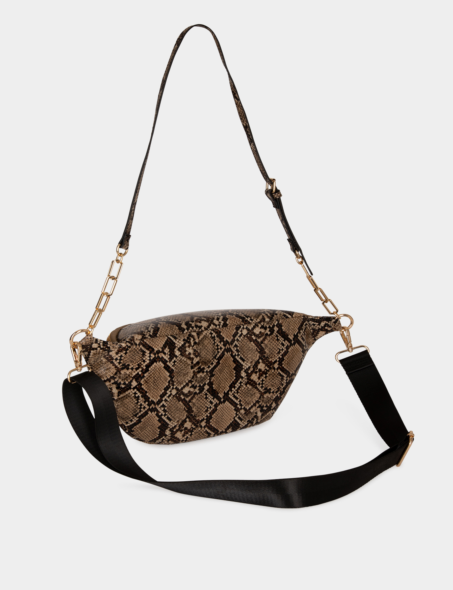 Sac banane aspect python taupe femme