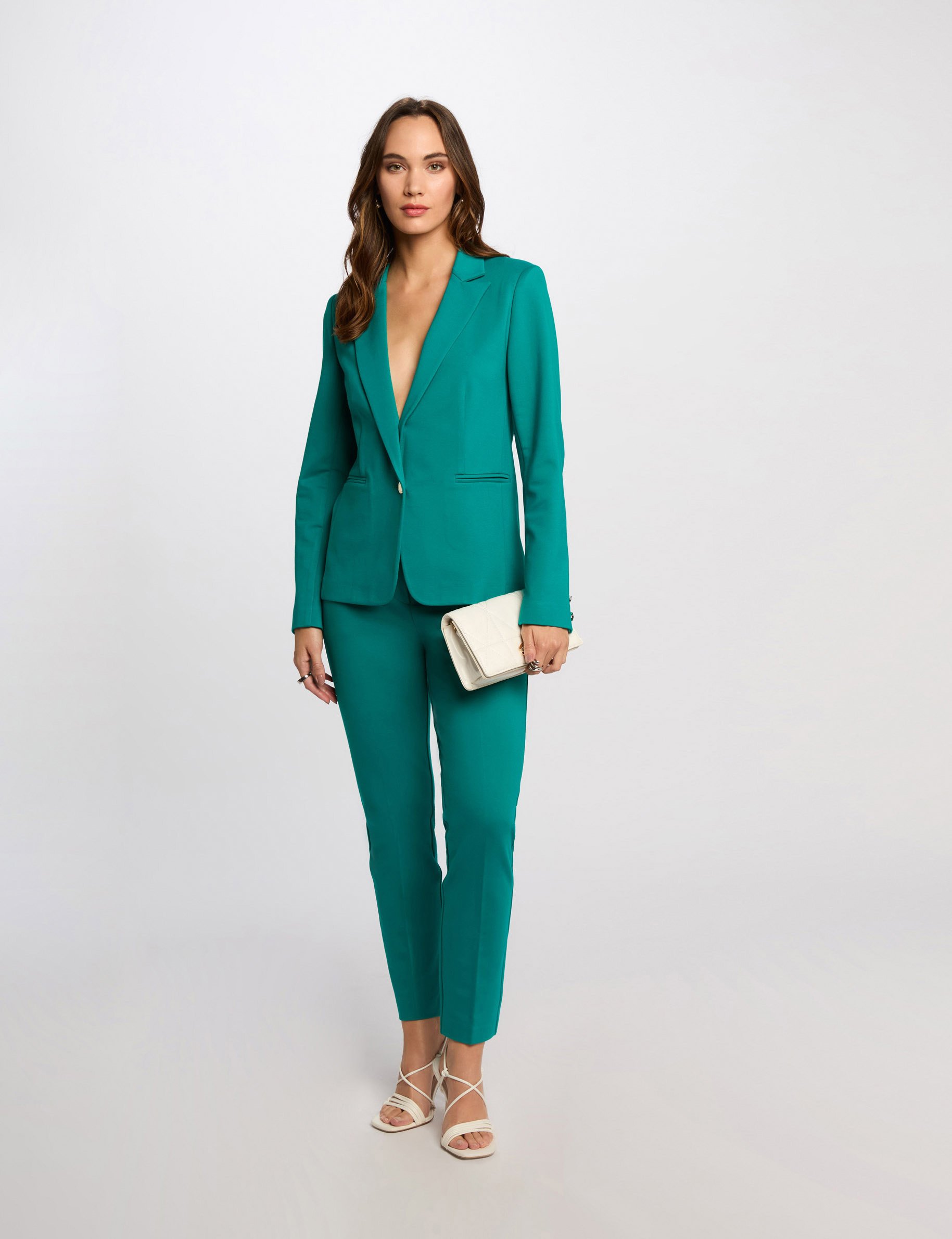 Blazer court bleu turquoise femme