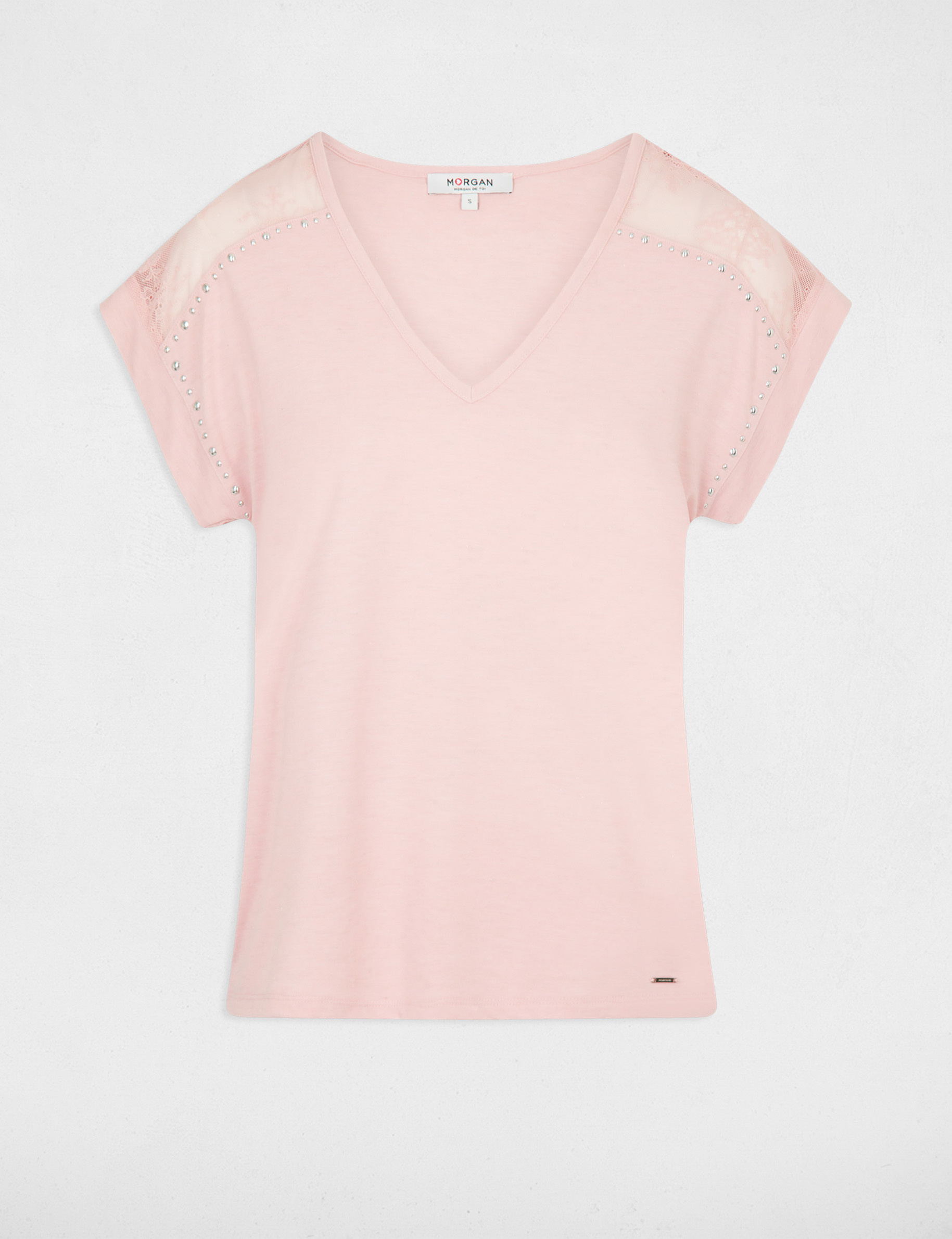 T-shirt manches courtes rose clair femme