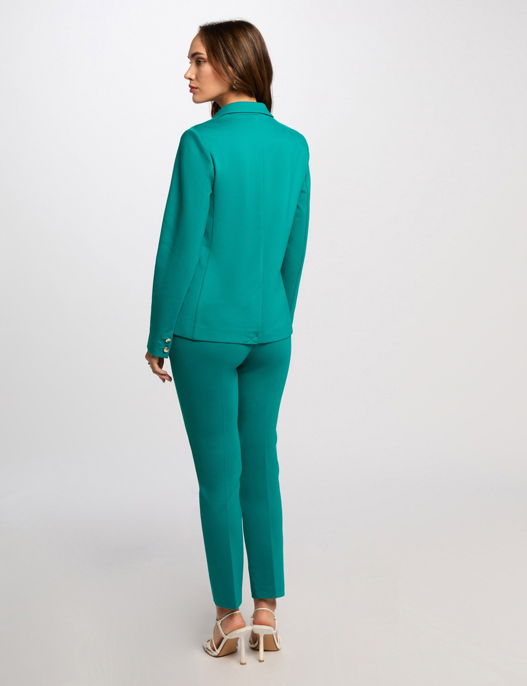 Blazer court bleu turquoise femme