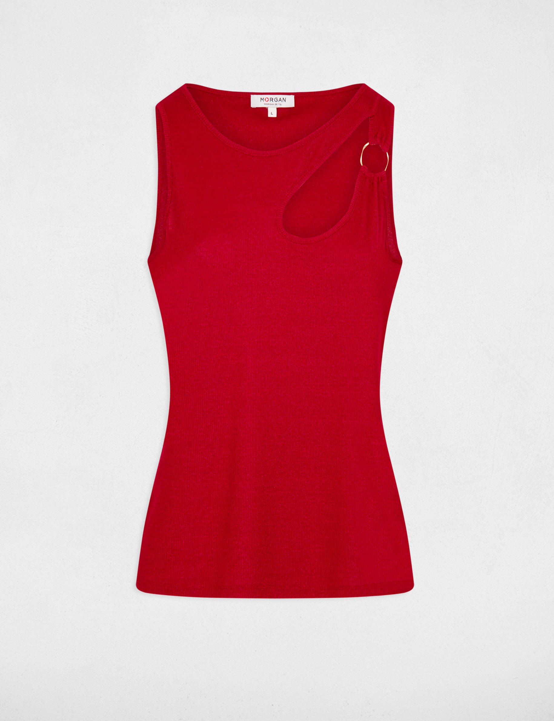 Mouwloos T-shirt met opening medium rood vrouw