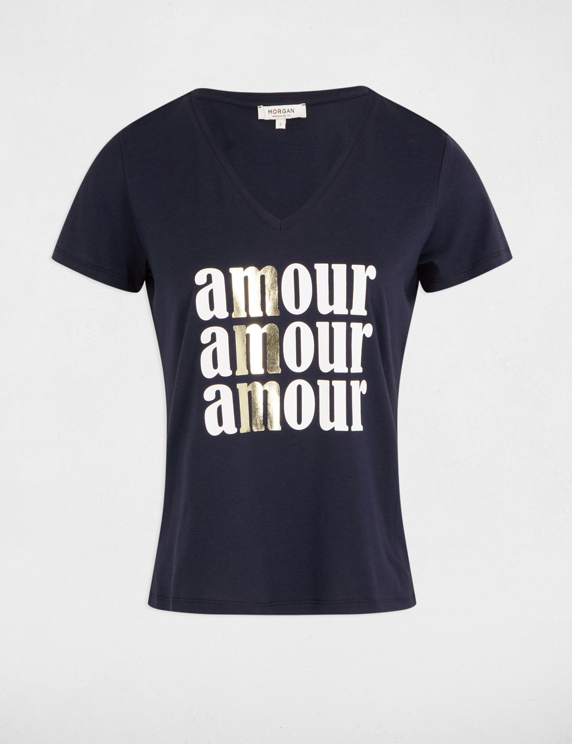 T-shirt met opschrift marineblauw vrouw