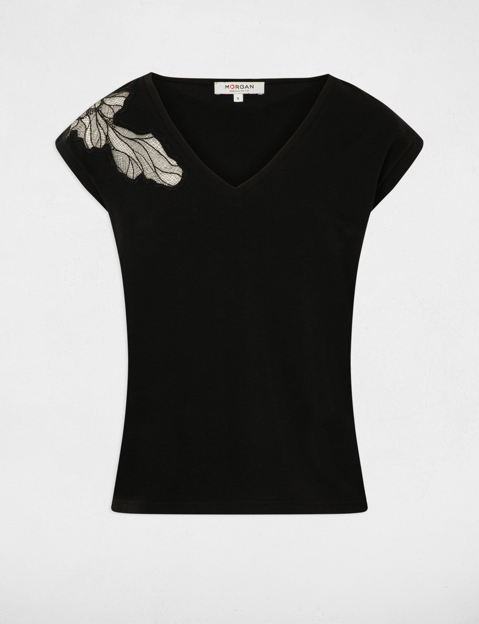 T-shirt manches courtes noir femme