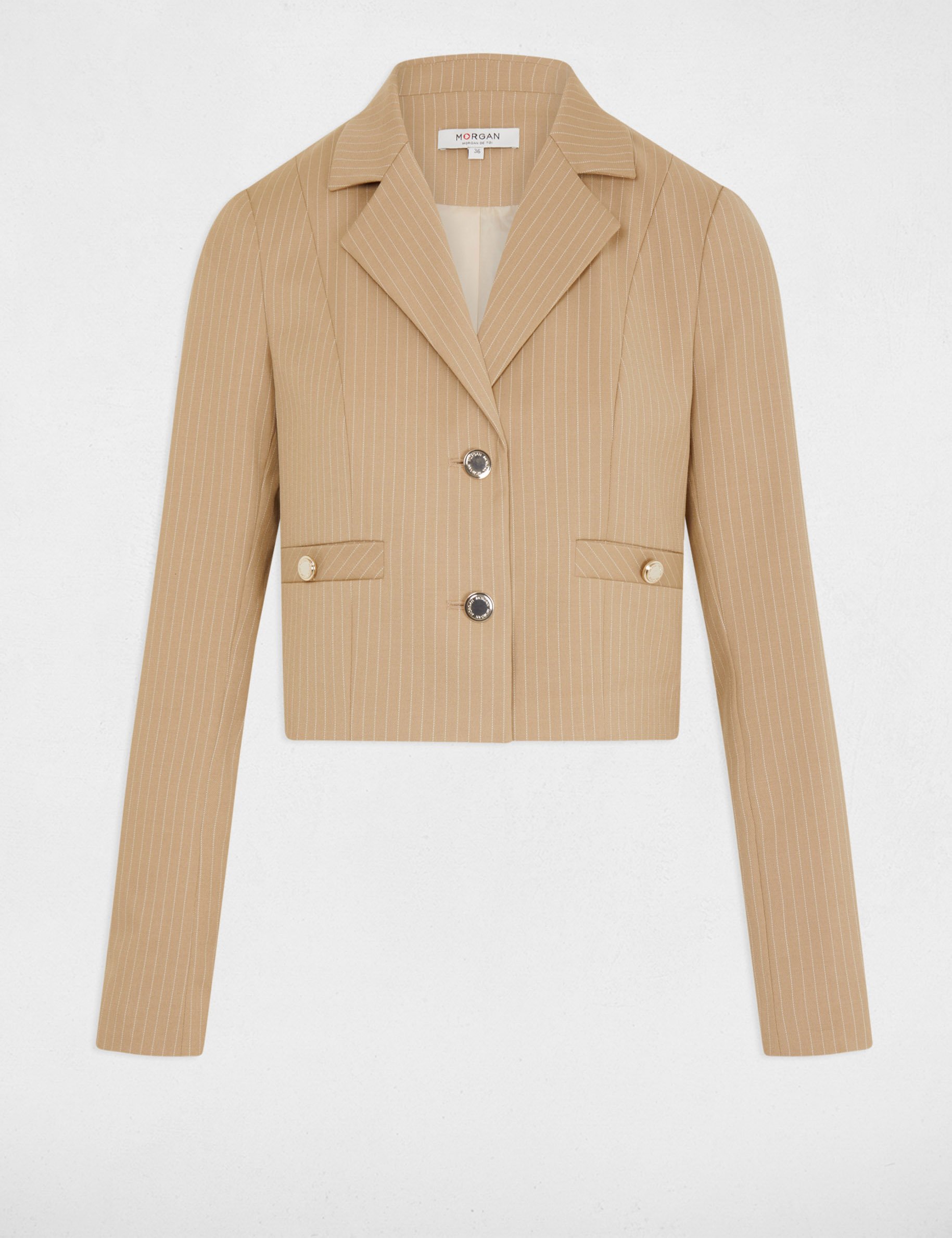 Blazer à rayures beige clair femme