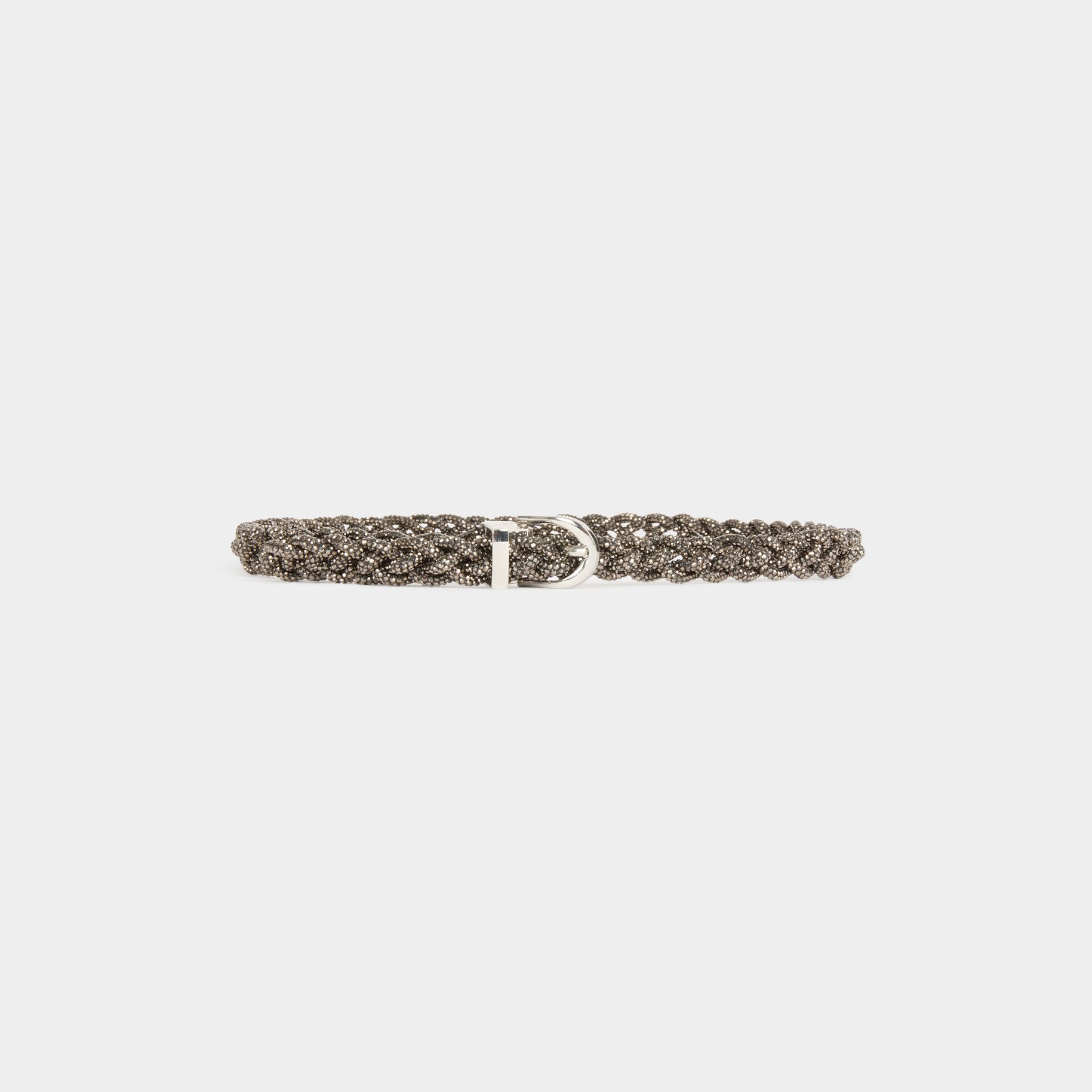 Ceinture tressée strass gris clair femme