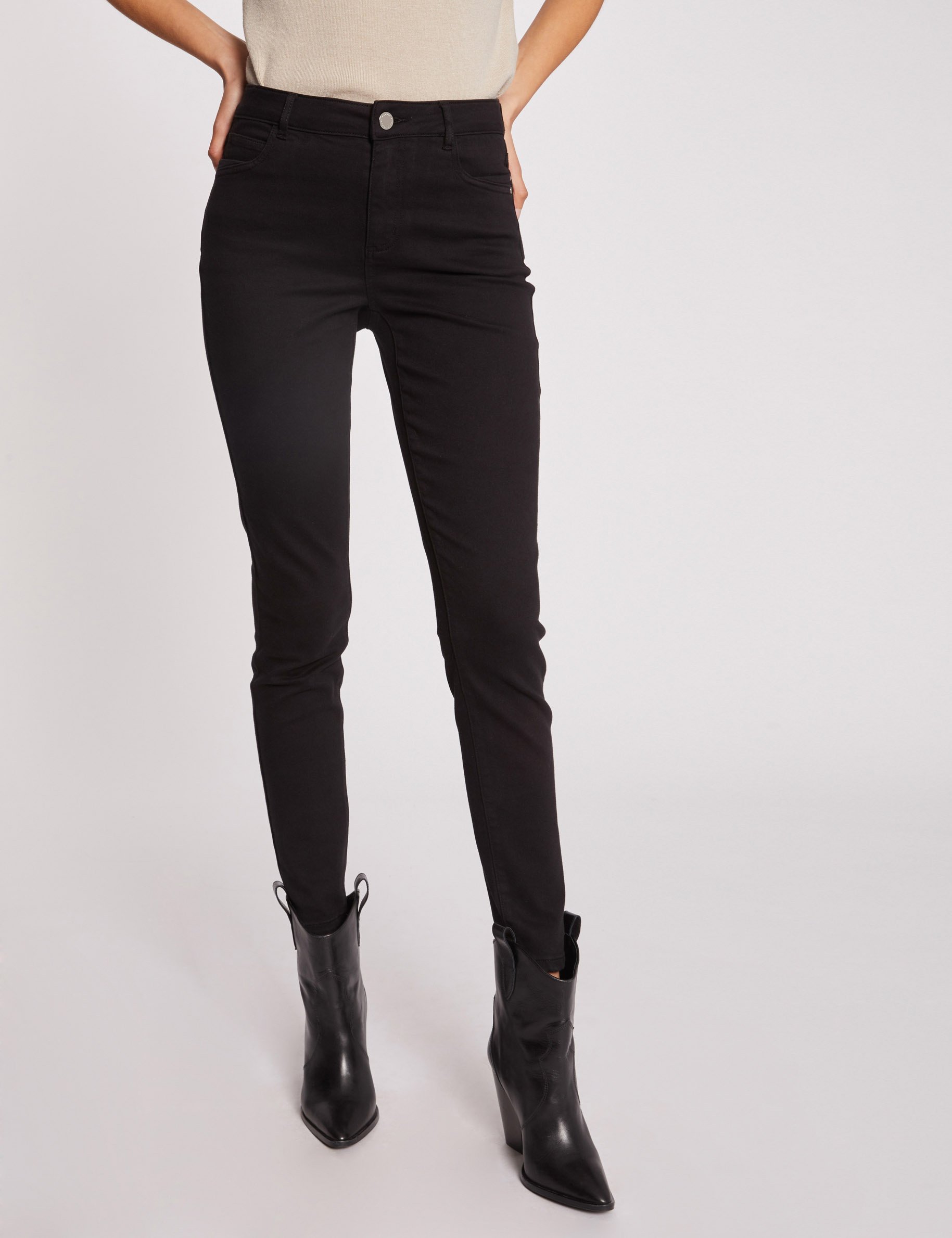 Skinny broek met standaard taille zwart vrouw