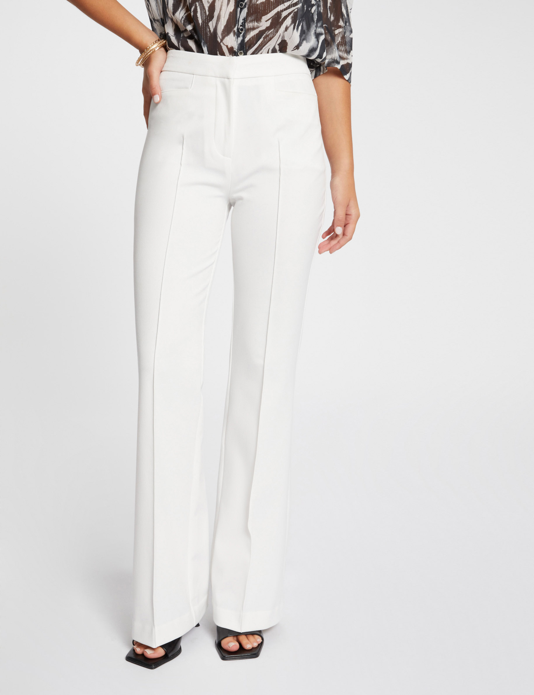 Pantalon city flare ecru femme