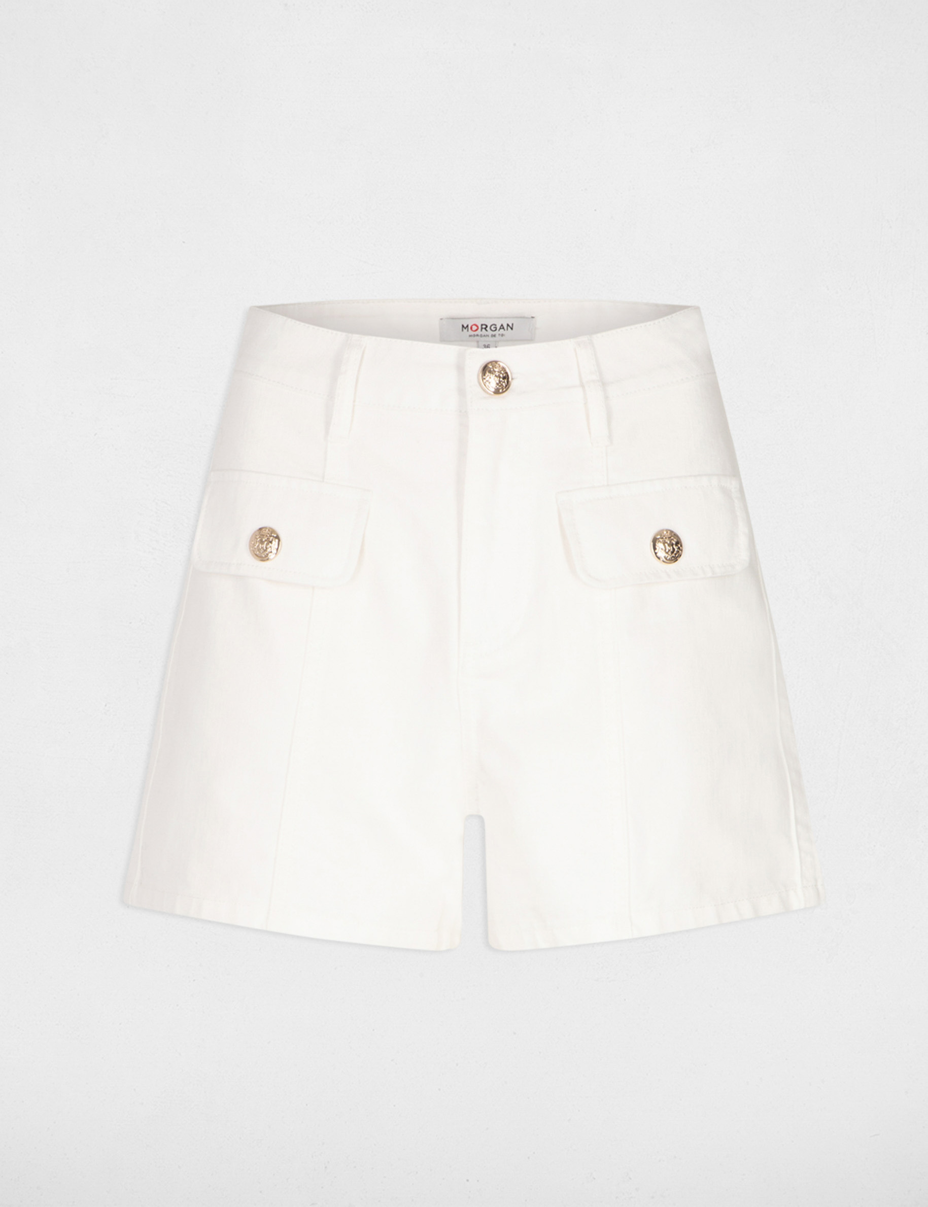 Short ajusté en jean ecru femme