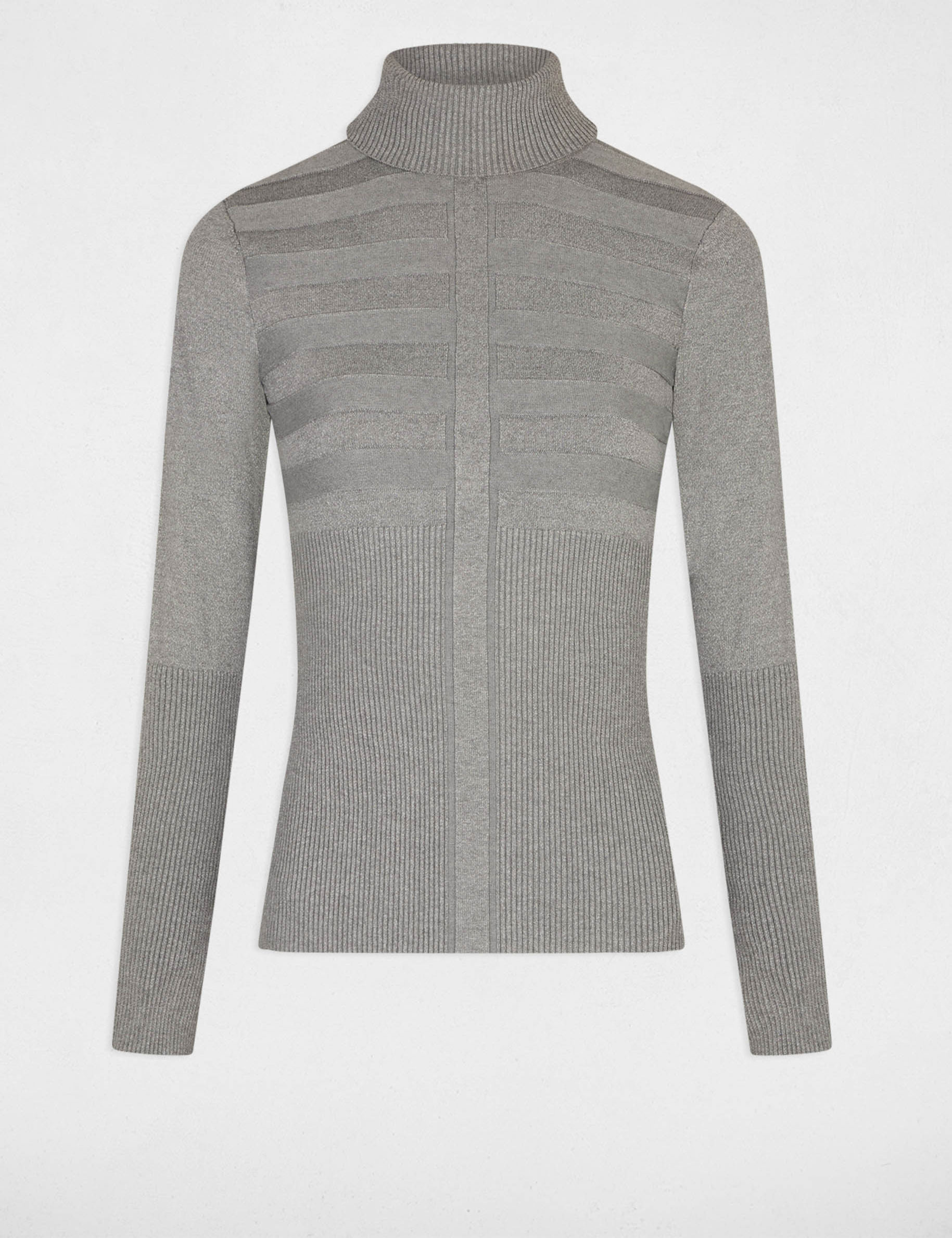 Pull manches longues à col roulé gris anthracite femme