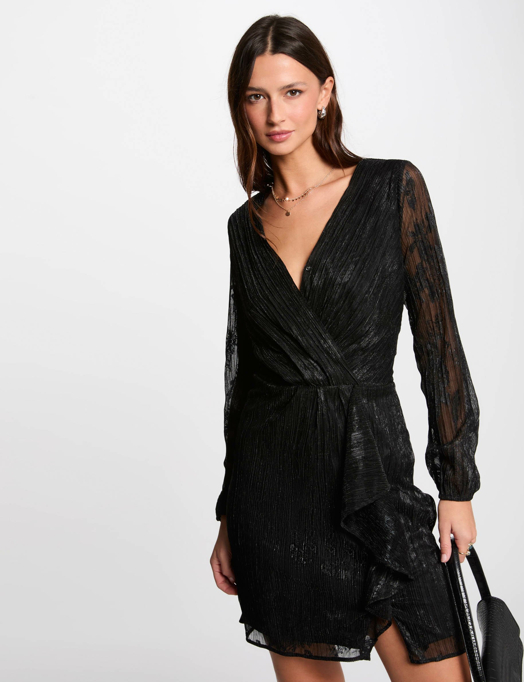 Robe courte ajustée noir femme