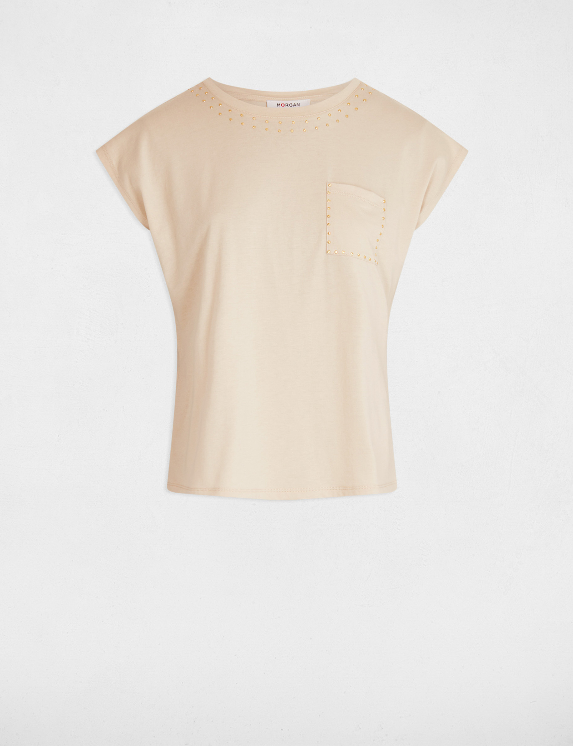 T-shirt manches courtes beige femme