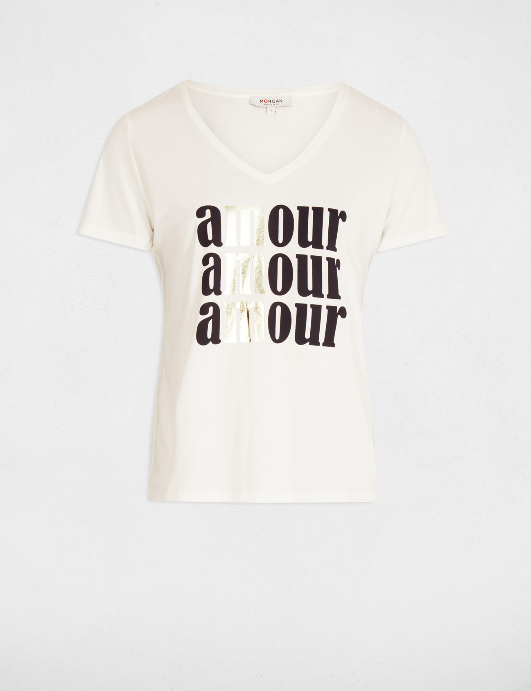 T-shirt met opschrift helder wit vrouw