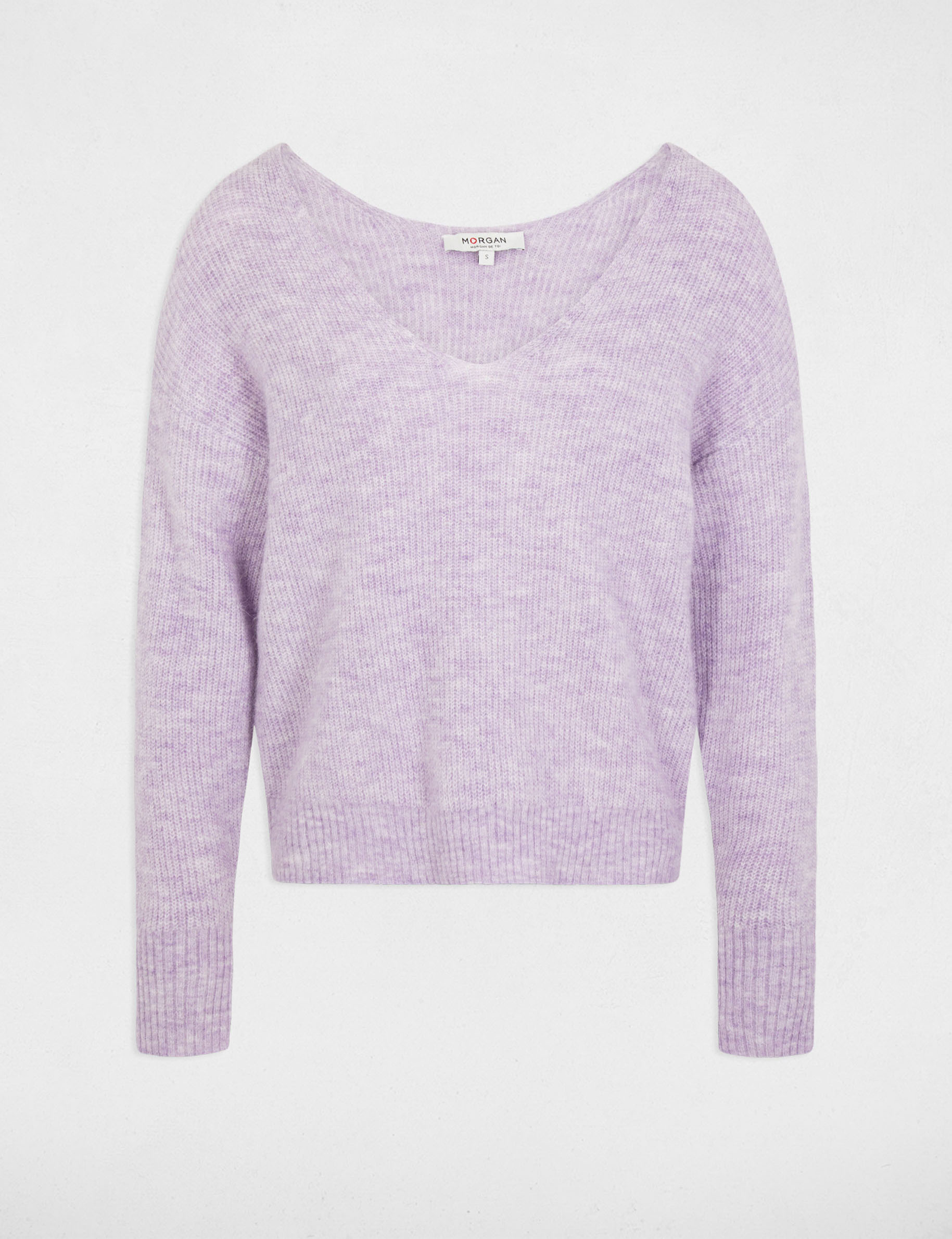 Pull col en V parme femme