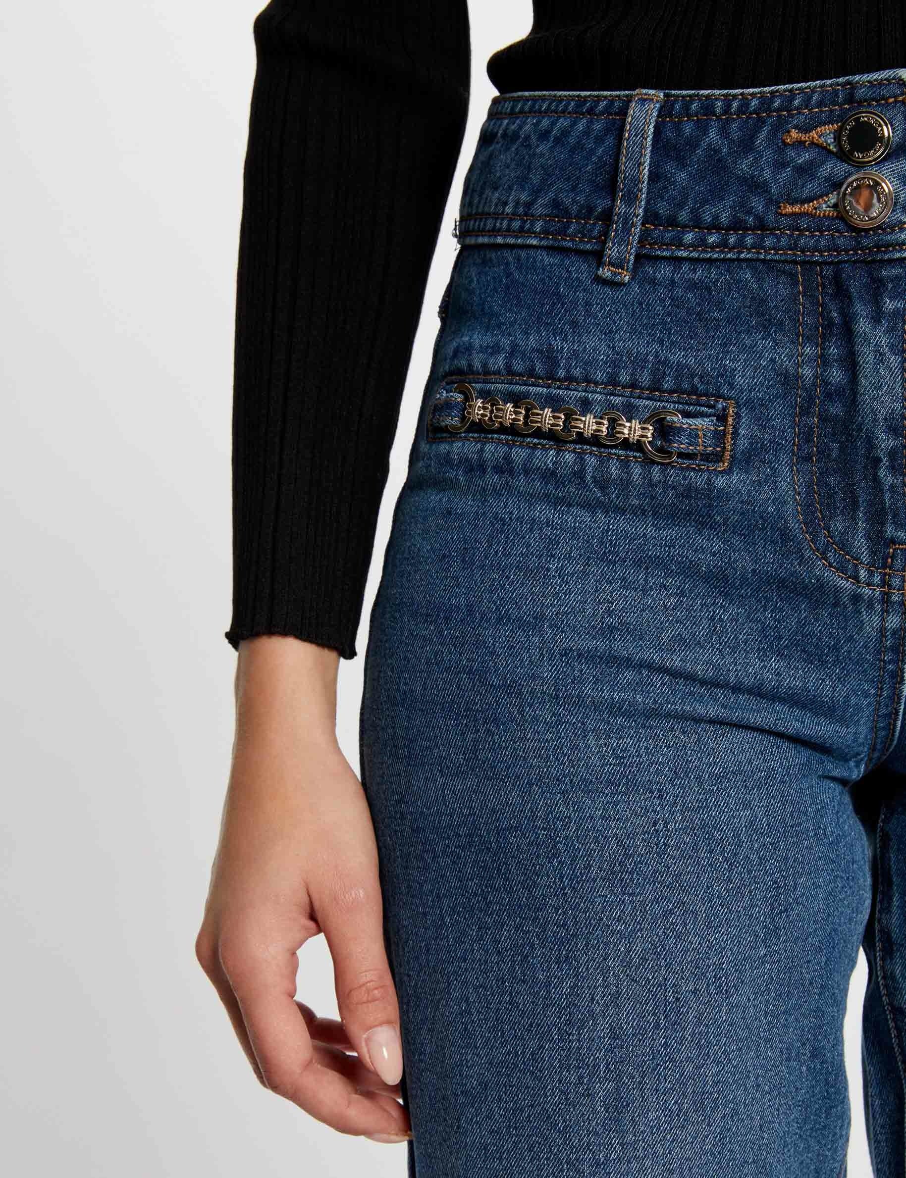 Jeans large détails chaînes jean stone femme