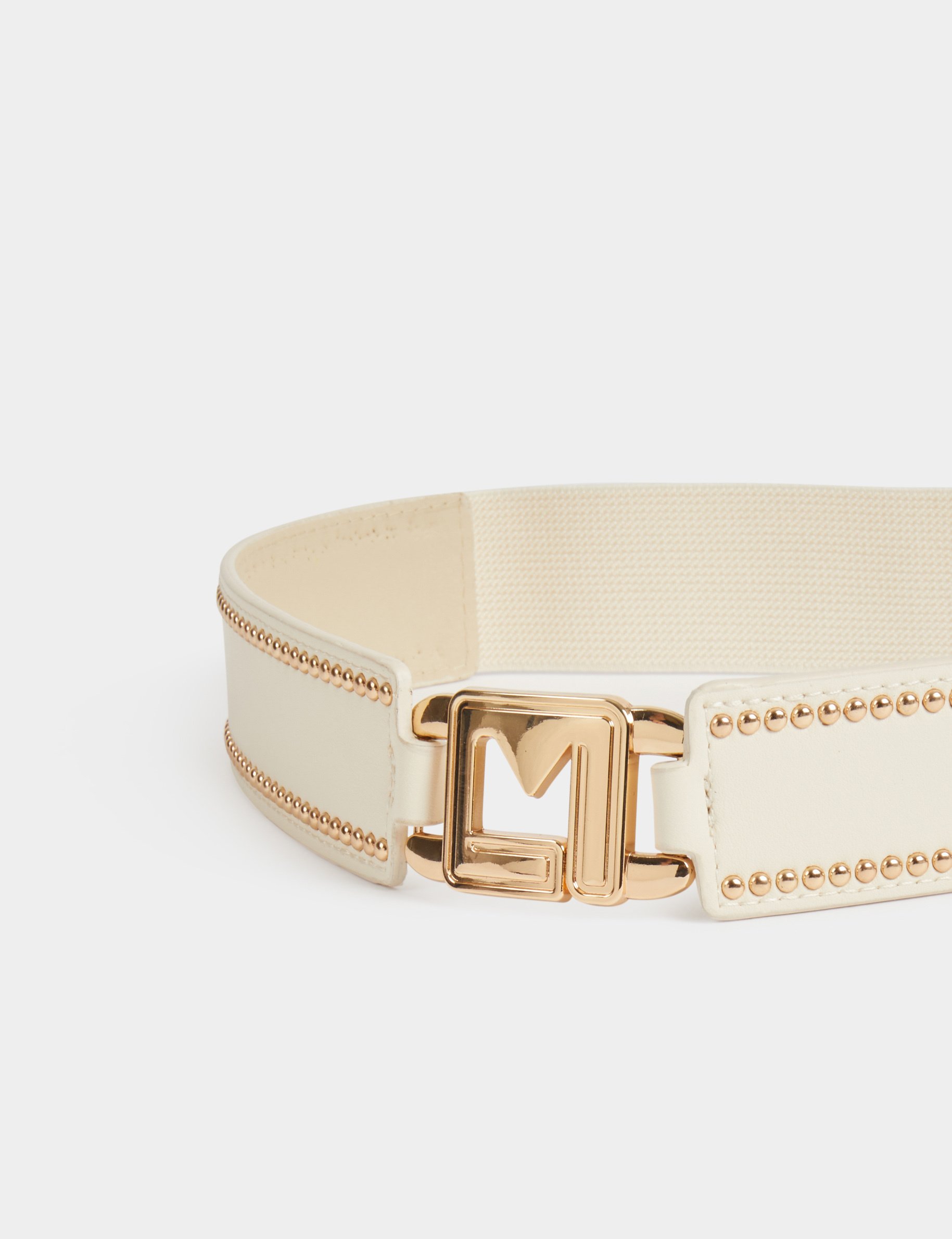 Elastische riem met studs ivoor vrouw