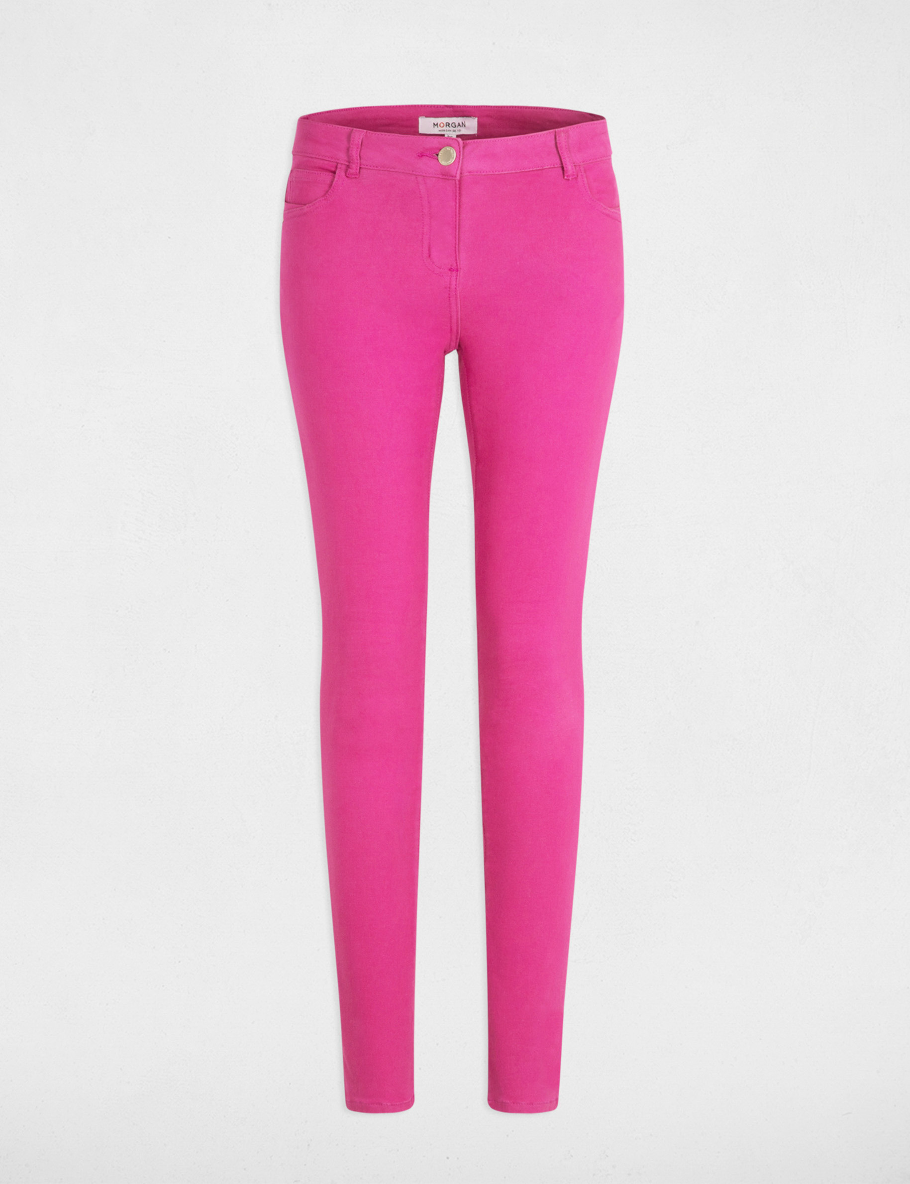 Skinny jeans met lage taille donkerroze vrouw