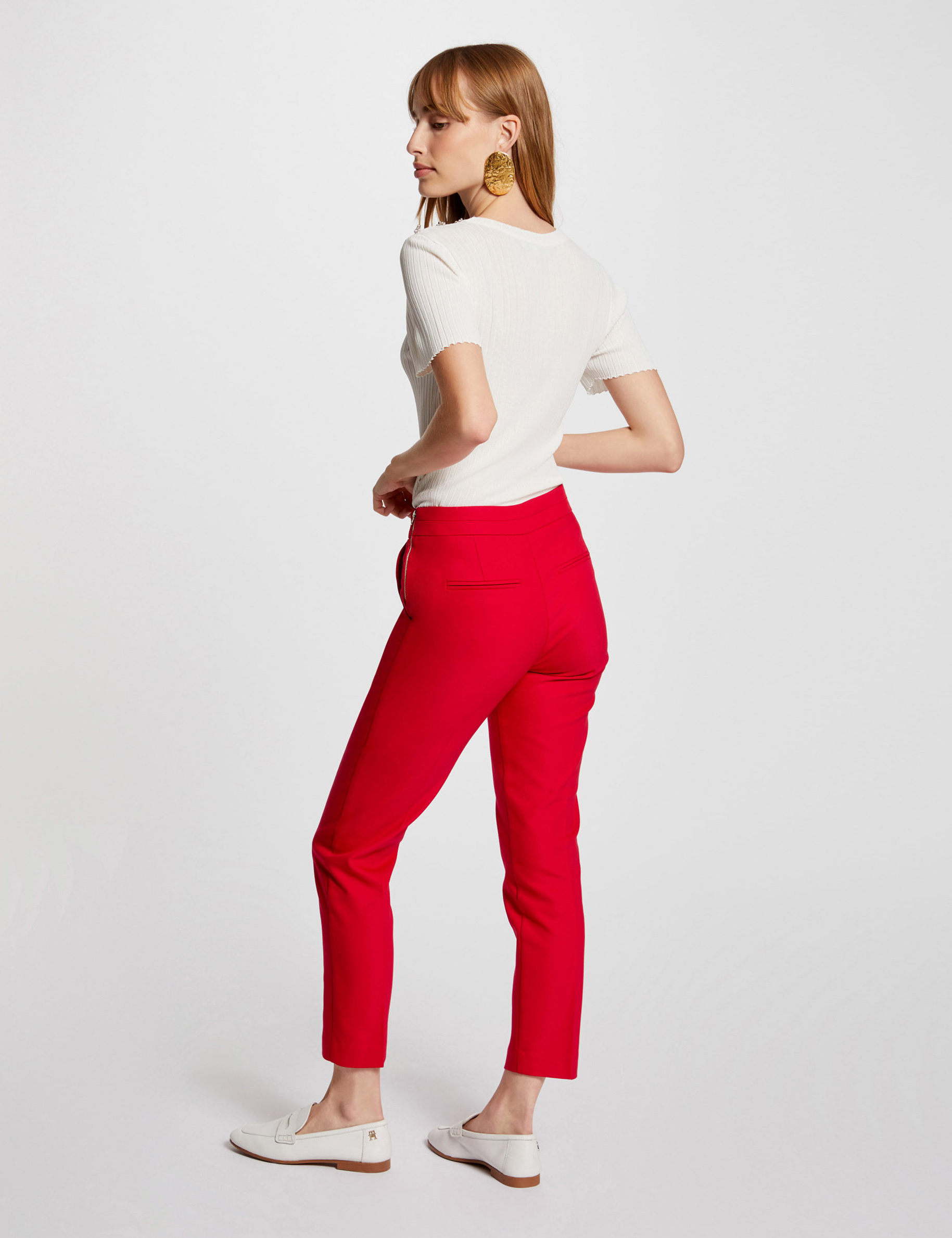 Pantalon cigarette 7/8ème framboise femme