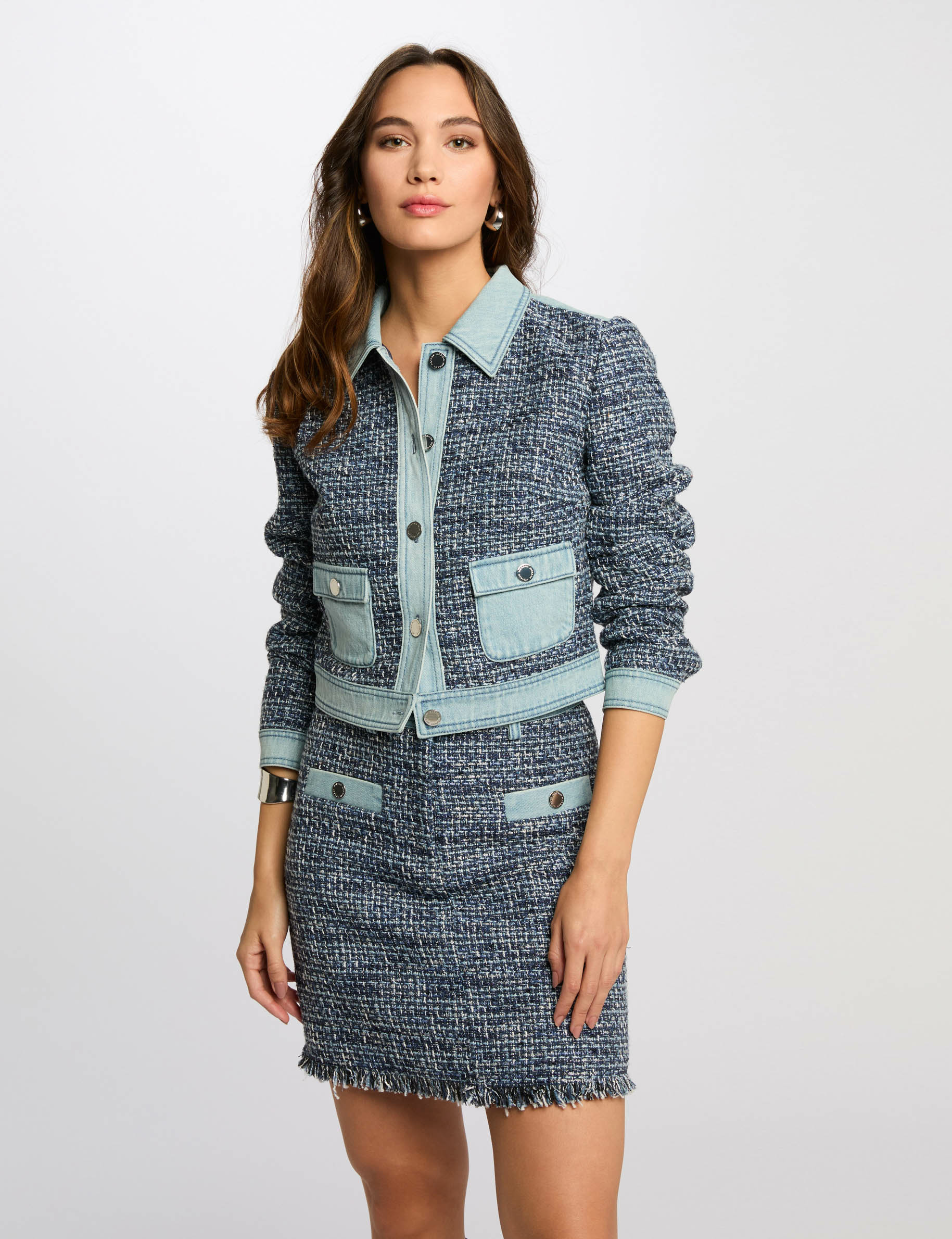 Jupe courte tweed multicolore femme