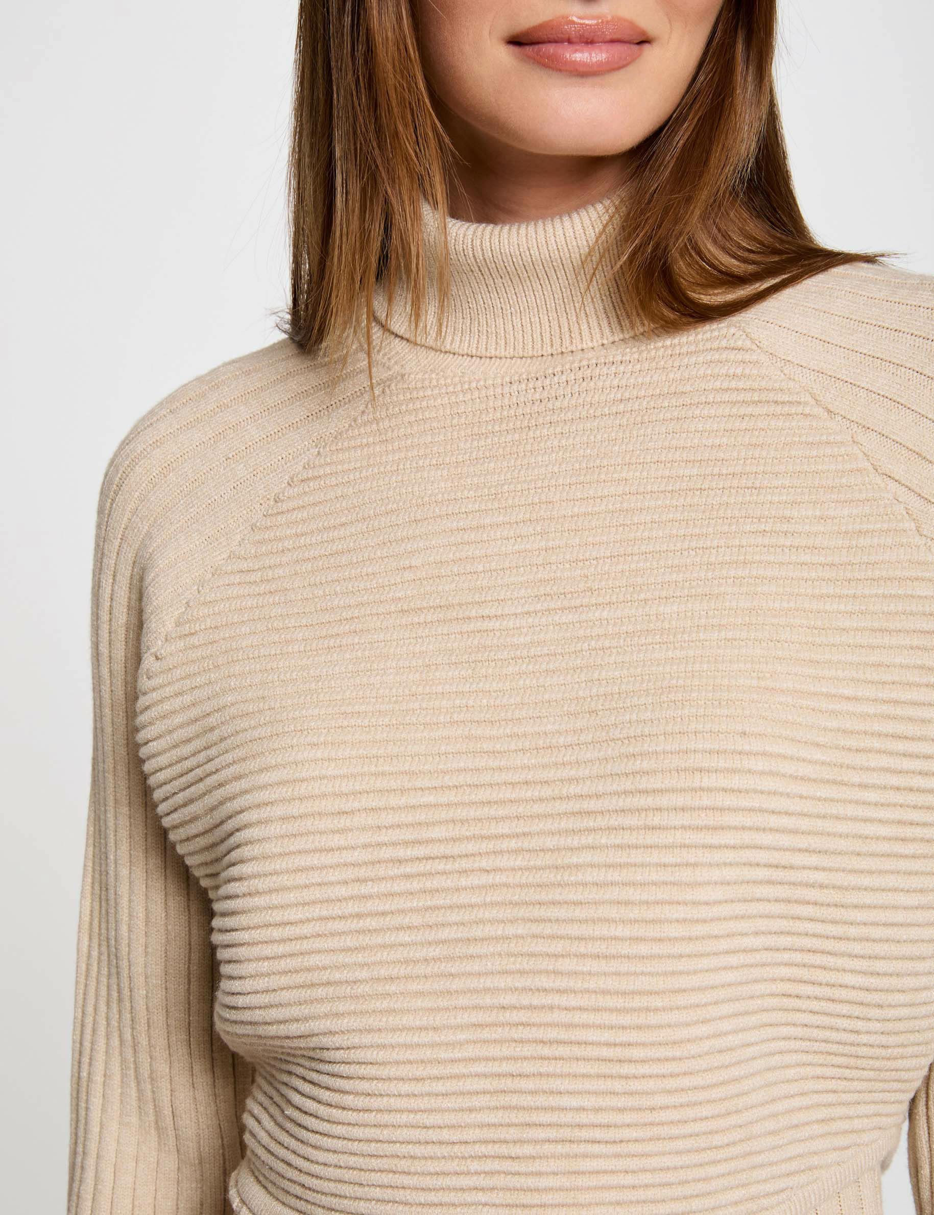 Midi-trui jurk met 2-in-1 effect beige vrouw