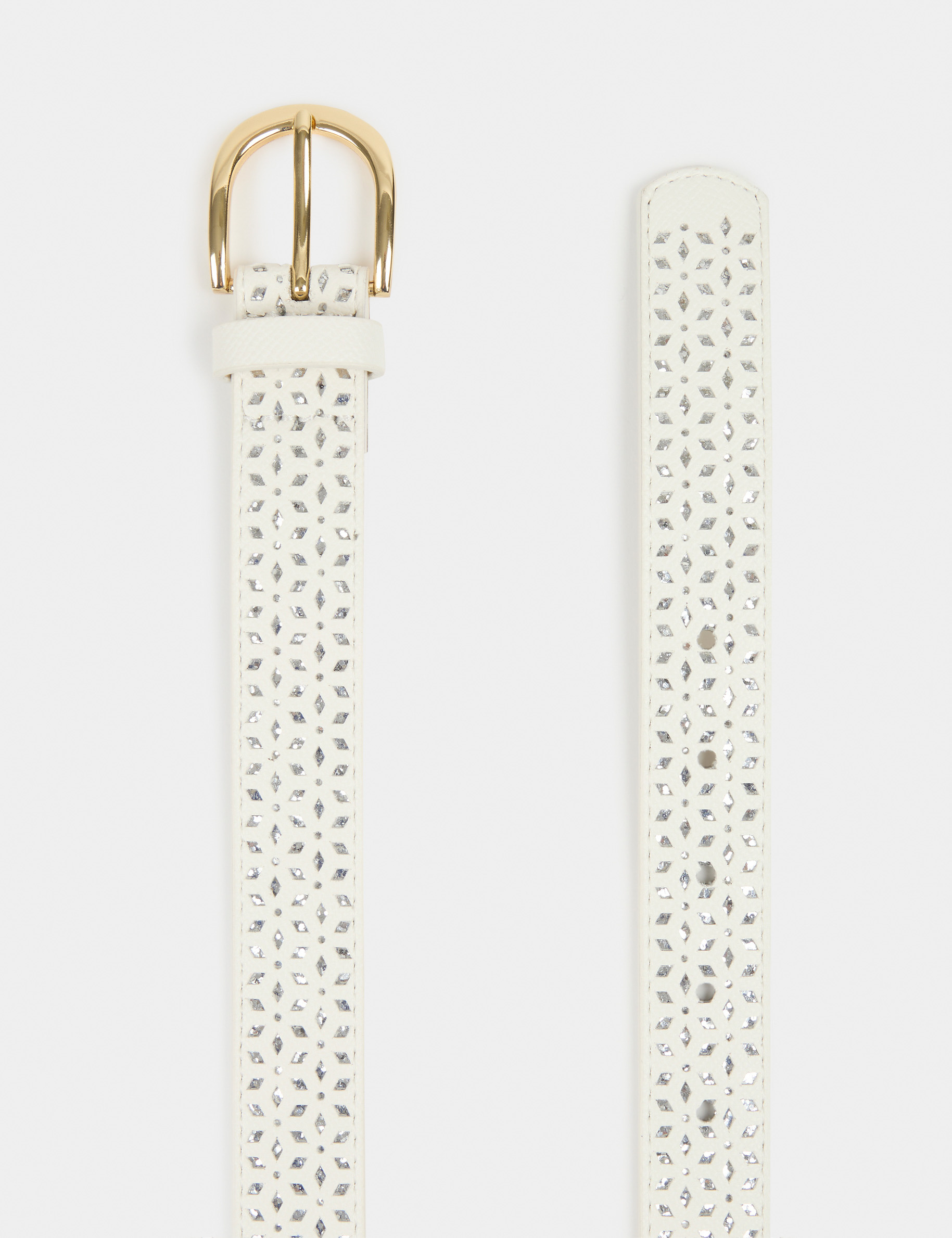 Ceinture ajourée avec strass blanc femme