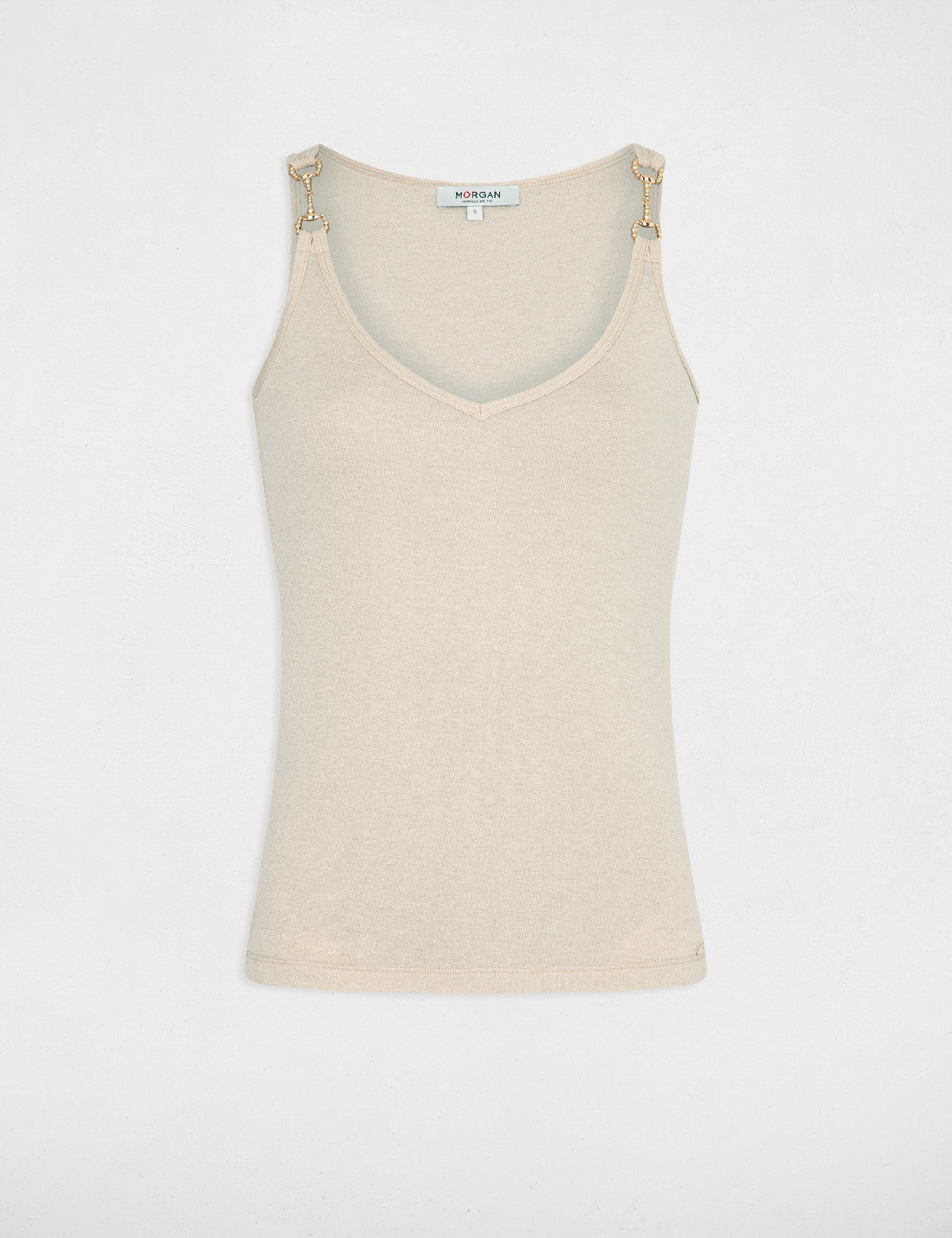 Tanktop spaghettibandjes beige vrouw