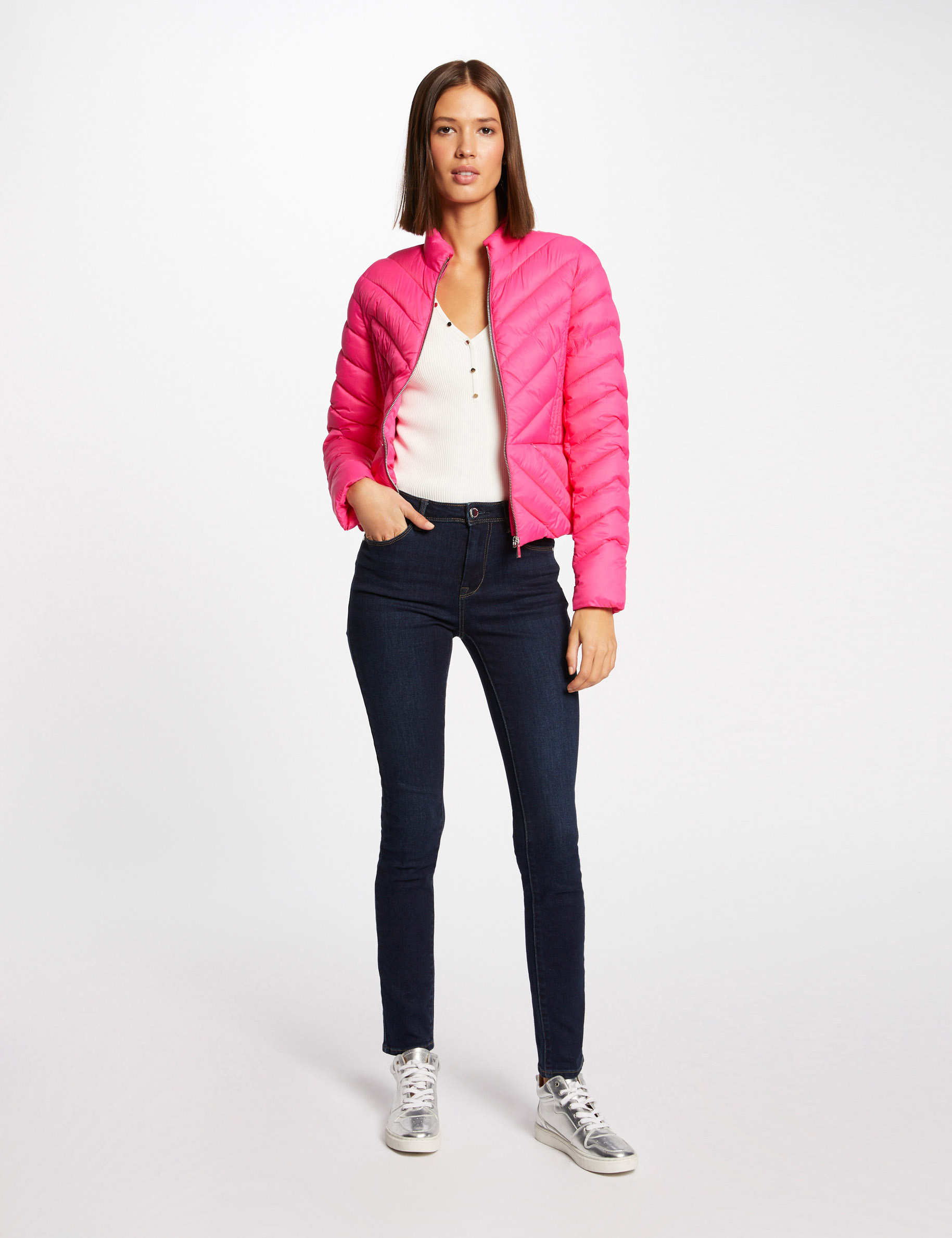 Doudoune femme fushia sale