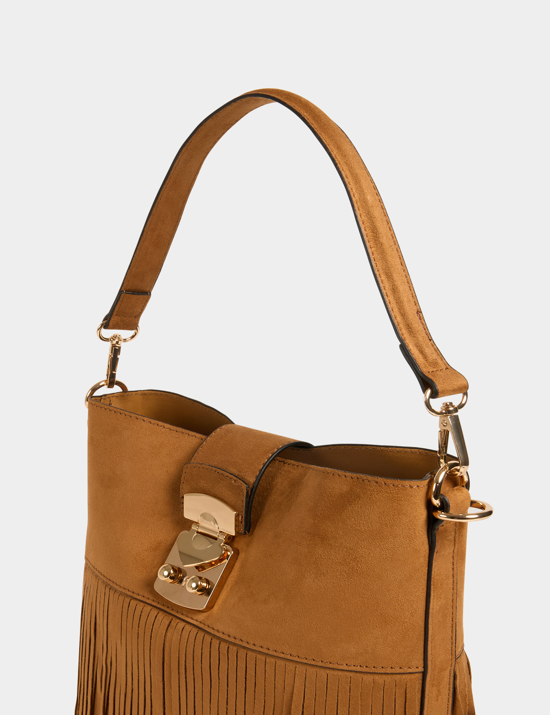 Tas met franjes camel vrouw