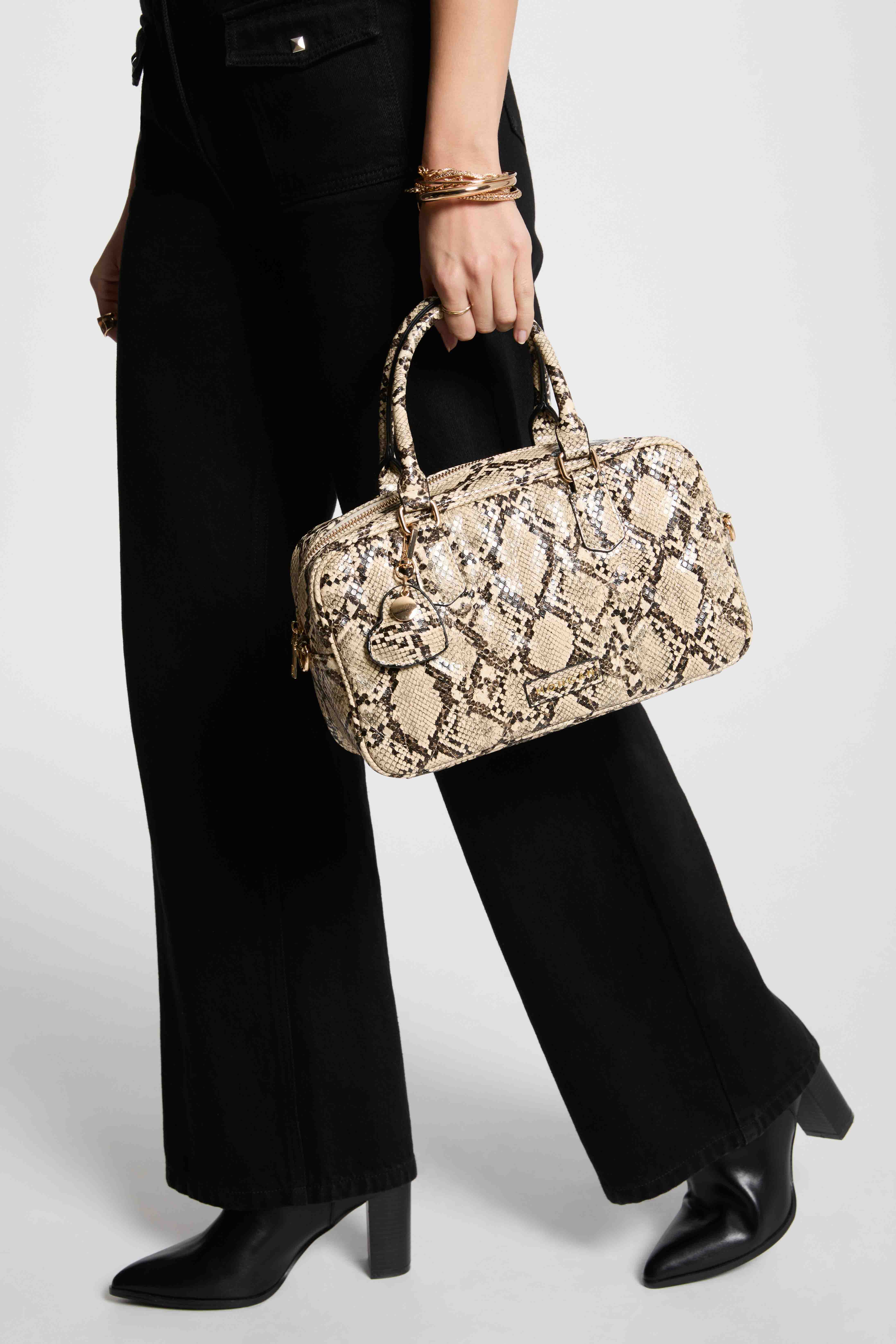 Sac bowling python sable femme